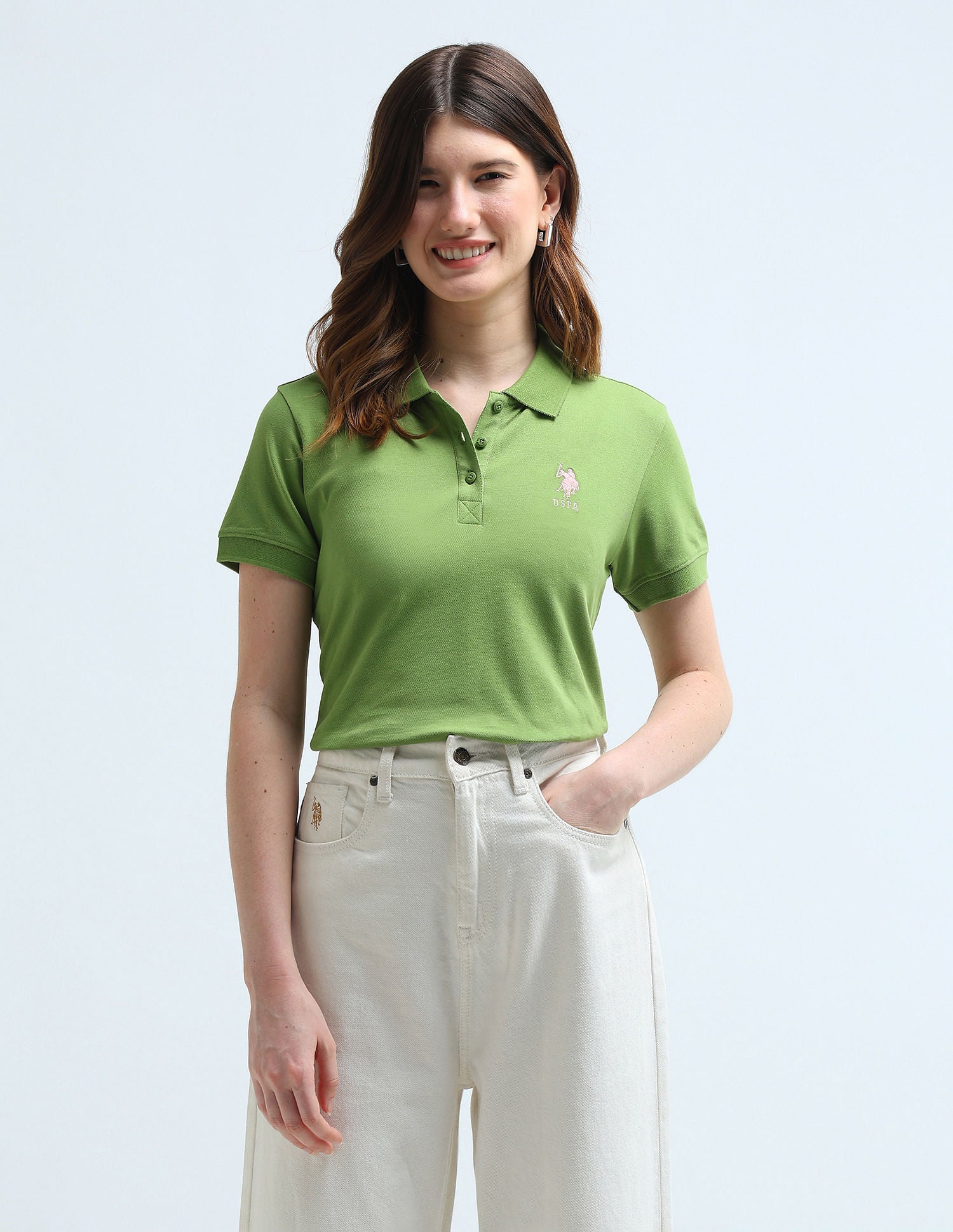 Regular Fit Cotton Polo Shirt Green - U.S. POLO ASSN. | Large