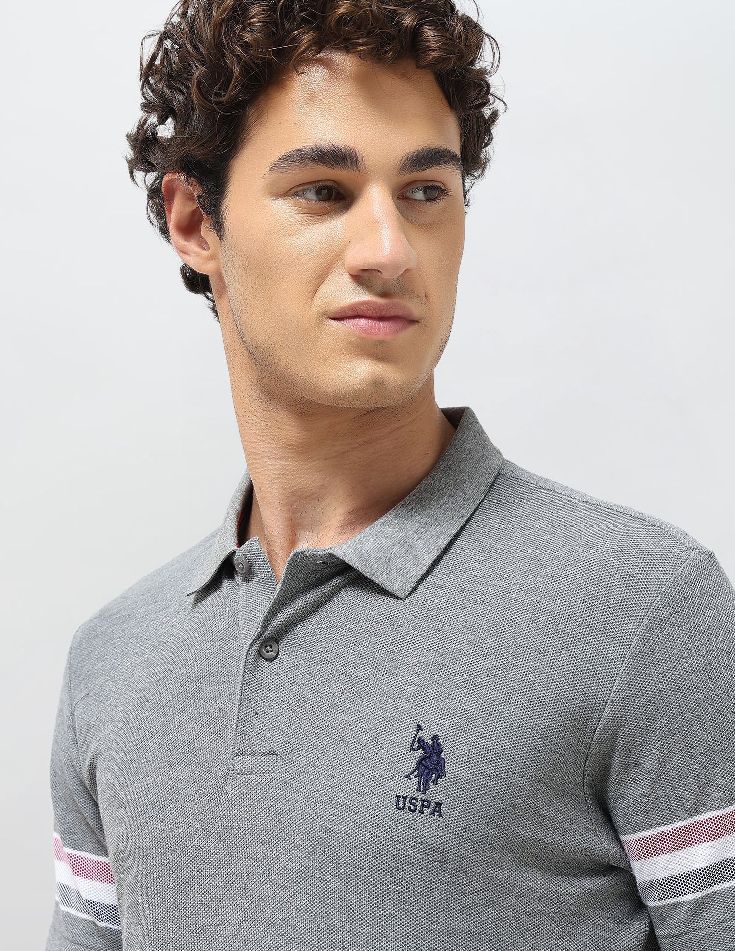 Heathered Slim Fit Polo Shirt Grey - U.S. Polo Assn. India | Large
