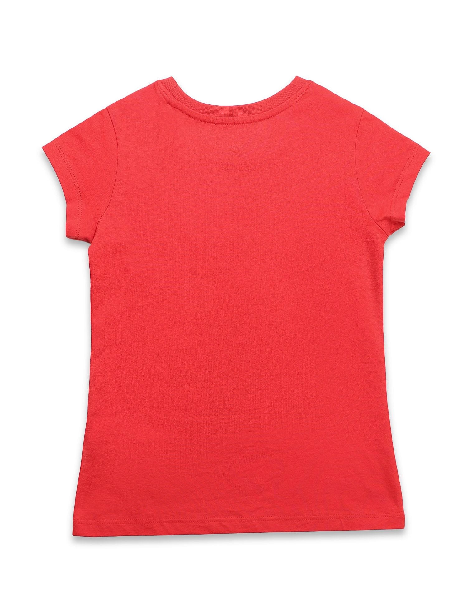 Girls Bow Print Regular Fit T-Shirt Red - U.S. POLO ASSN. | Large