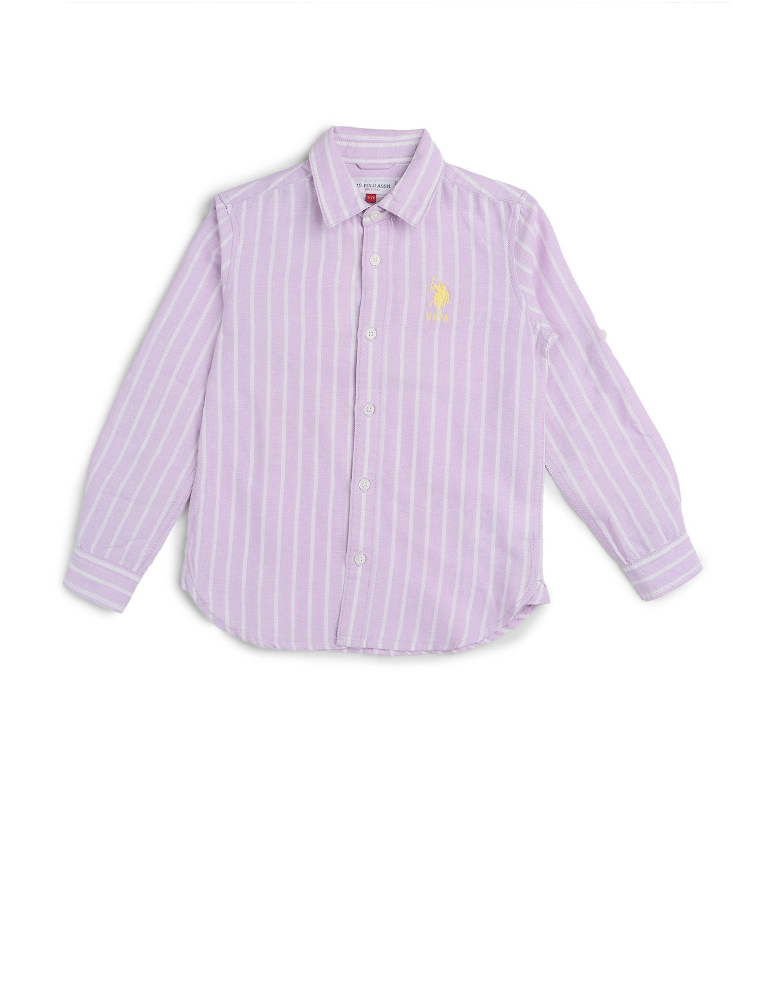 Boys Vertical Striped Dobby Shirt Lilac - U.S. POLO ASSN. | Large