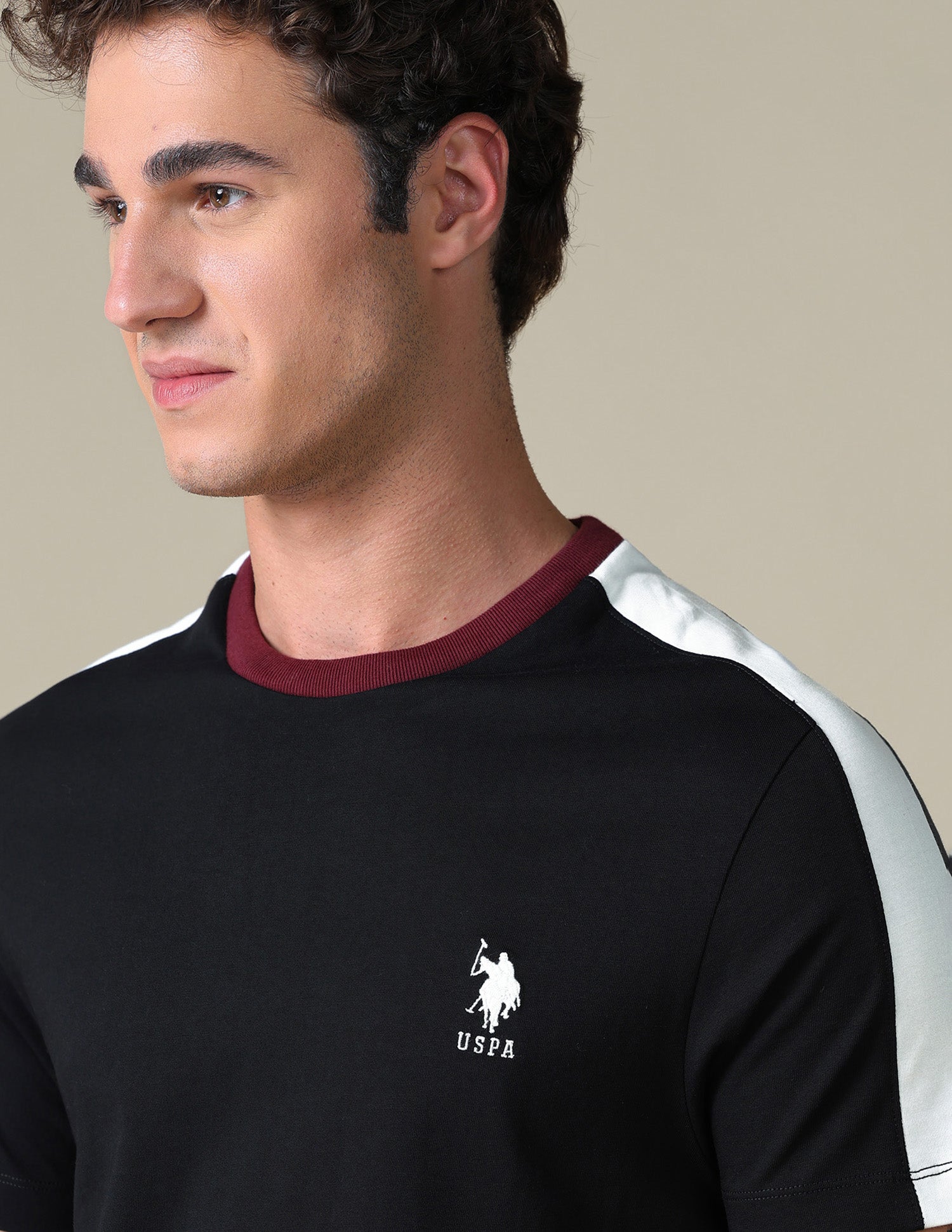 Slim Fit Colour Blocked T-Shirt Black - U.S. Polo Assn. India | Large