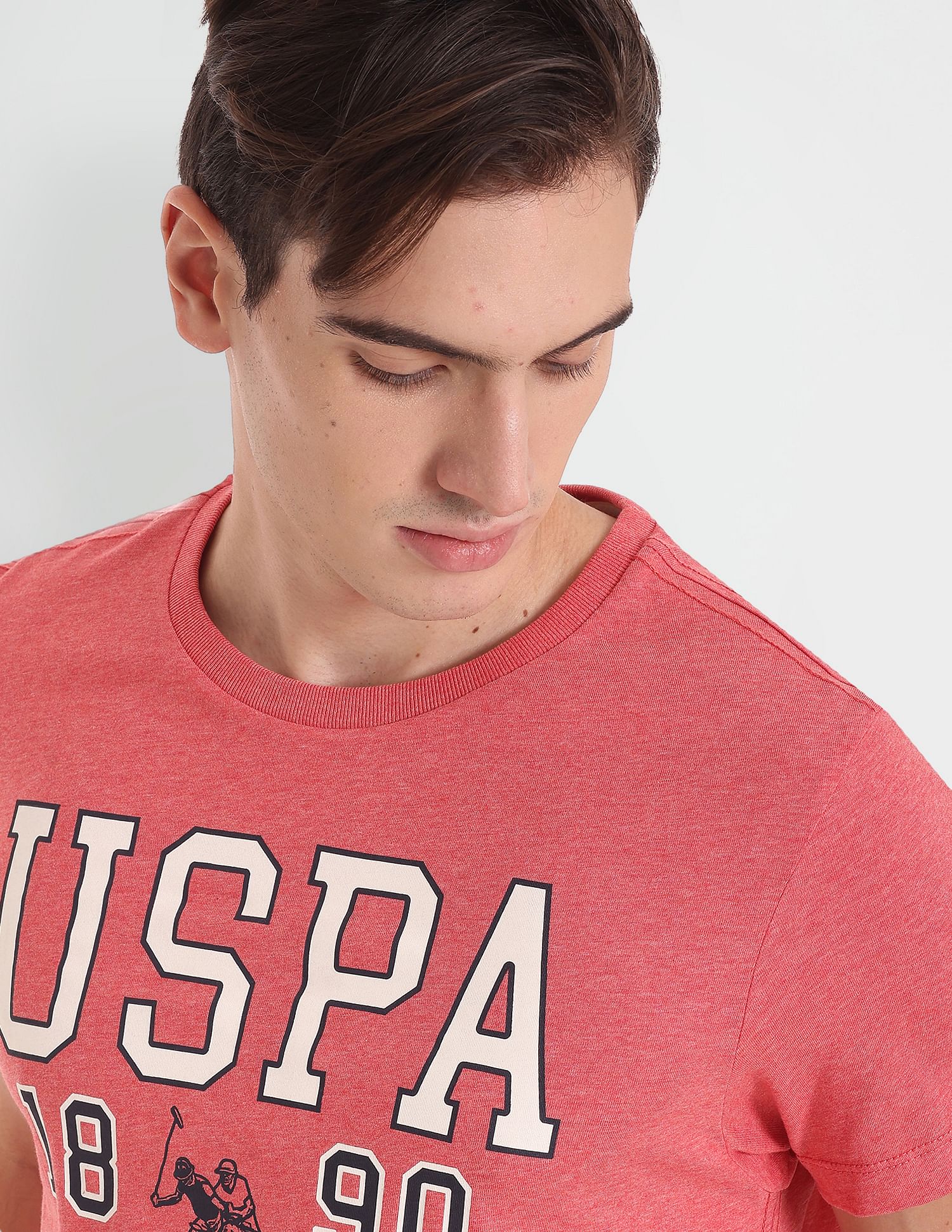 Heathered Varsity T-Shirt Coral - U.S. Polo Assn. India | Large