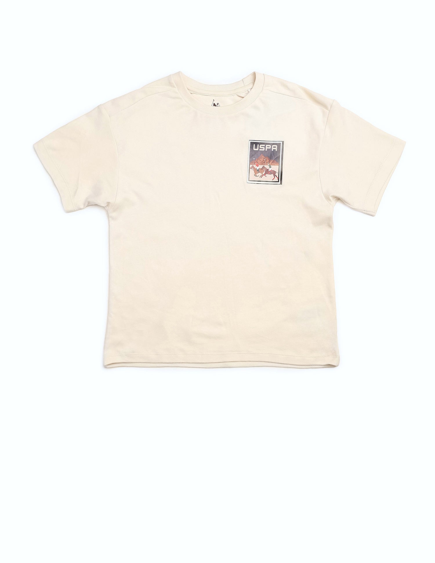 Boys Graphic Brand Printed Boxy Fit T Shirt Off White - U.S. POLO ASSN. | Large