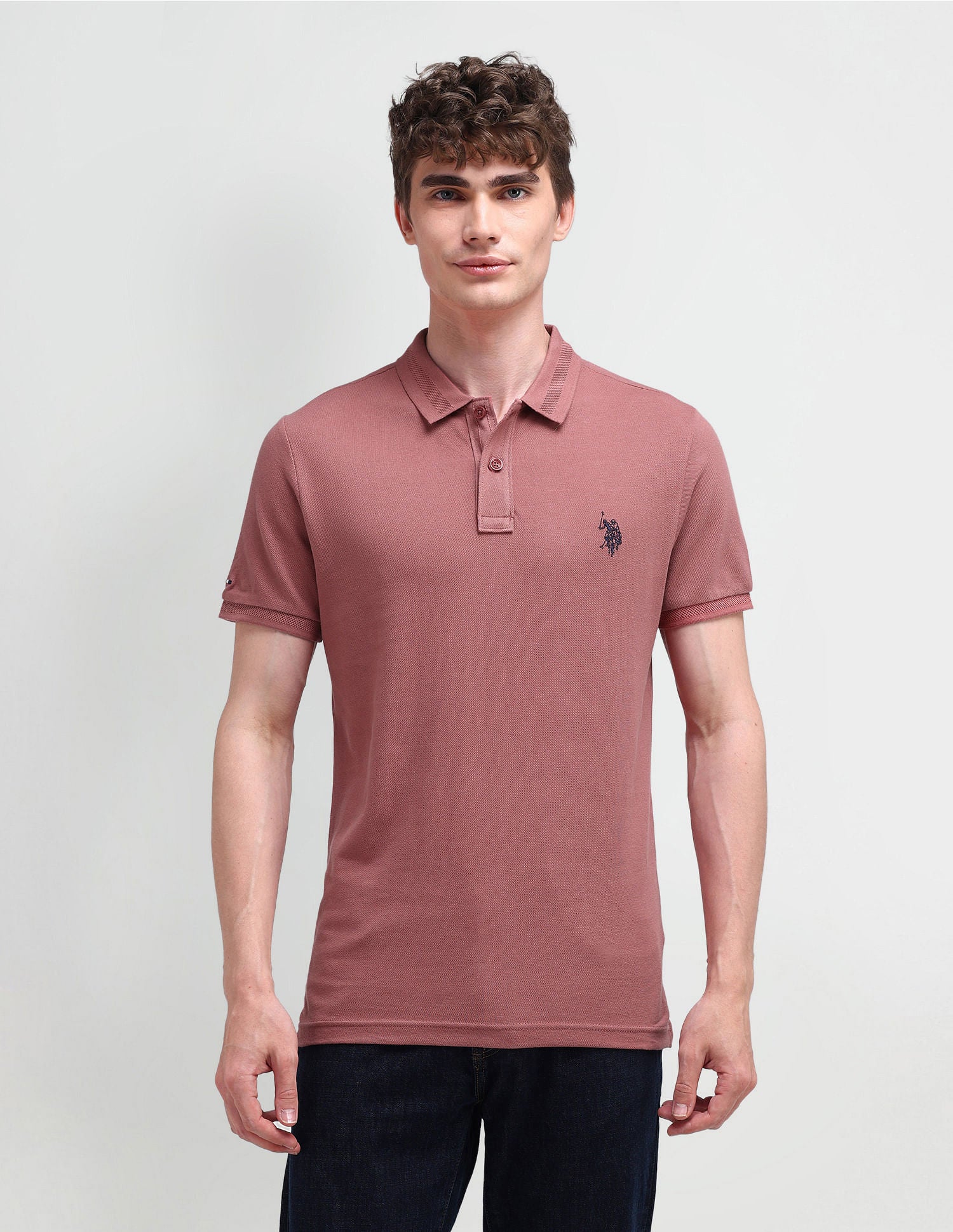 Muscle Fit Solid Polo Shirt Mauve - U.S. Polo Assn. India | Large