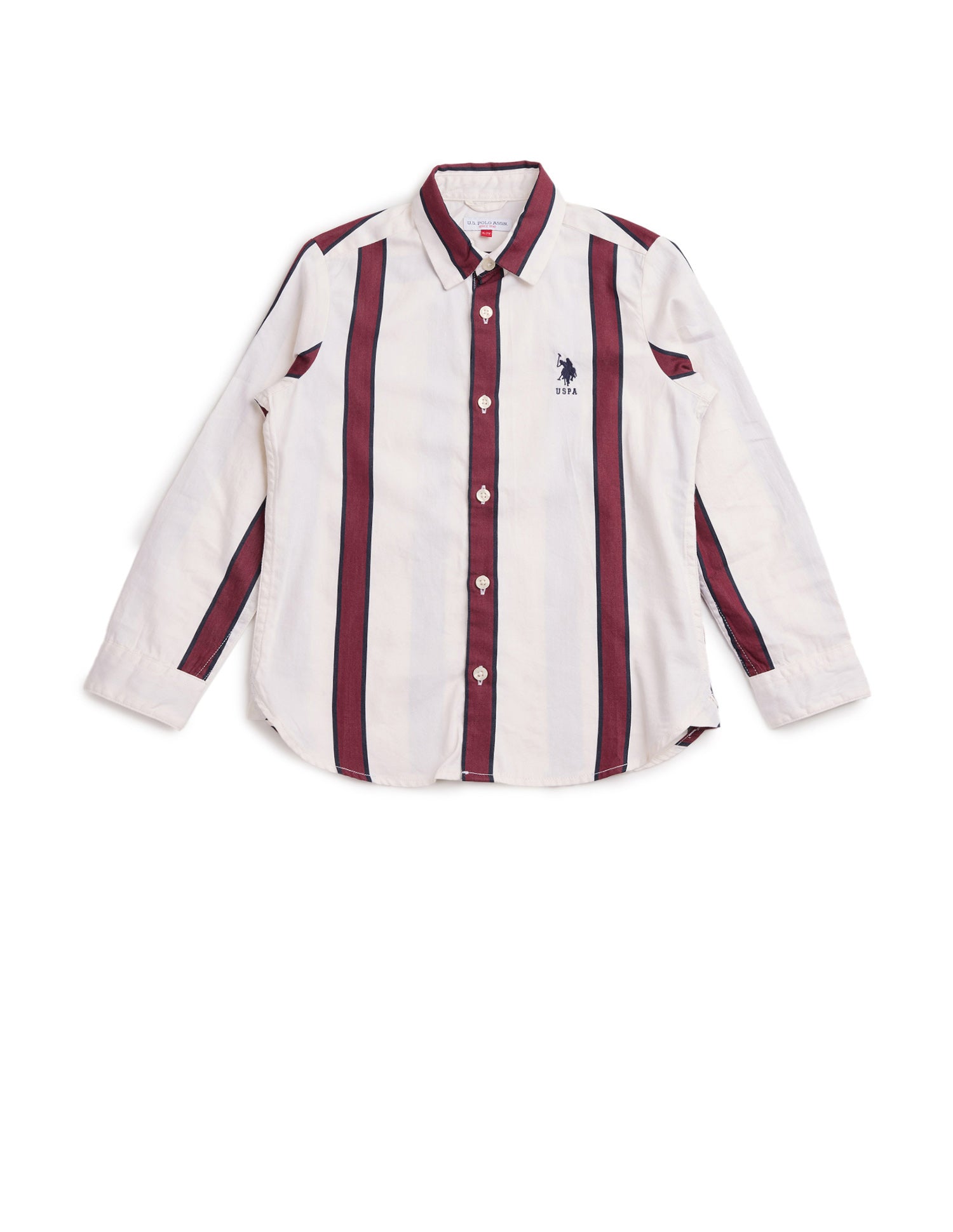 Boys Vertical Striped Twill Shirt Off White - U.S. POLO ASSN. | Large