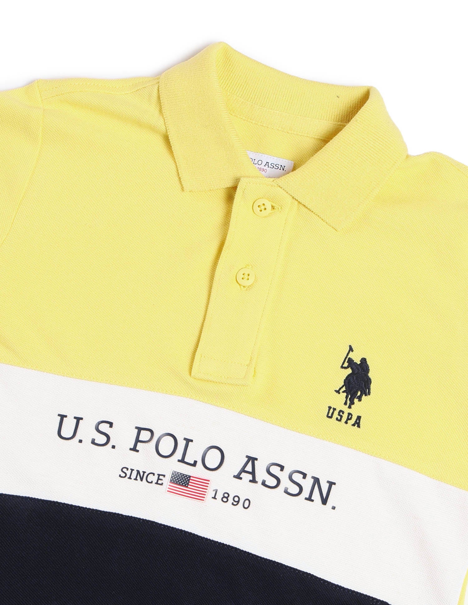 Boys Colourblock Regular Fit Polo Shirt Light Yellow - U.S. POLO ASSN. | Large