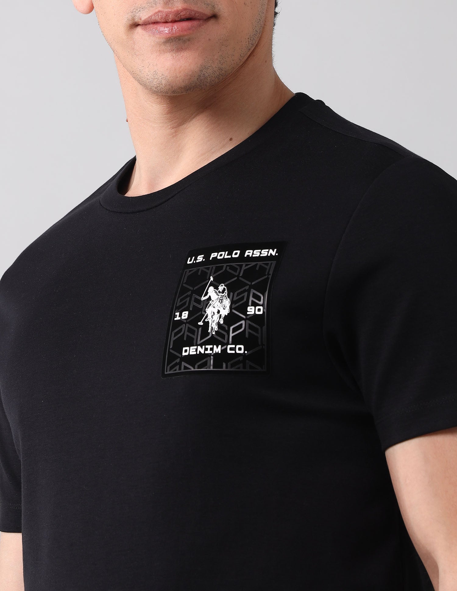 Brand Appliqued Black Label T-Shirt Black - U.S. Polo Assn. India | Large