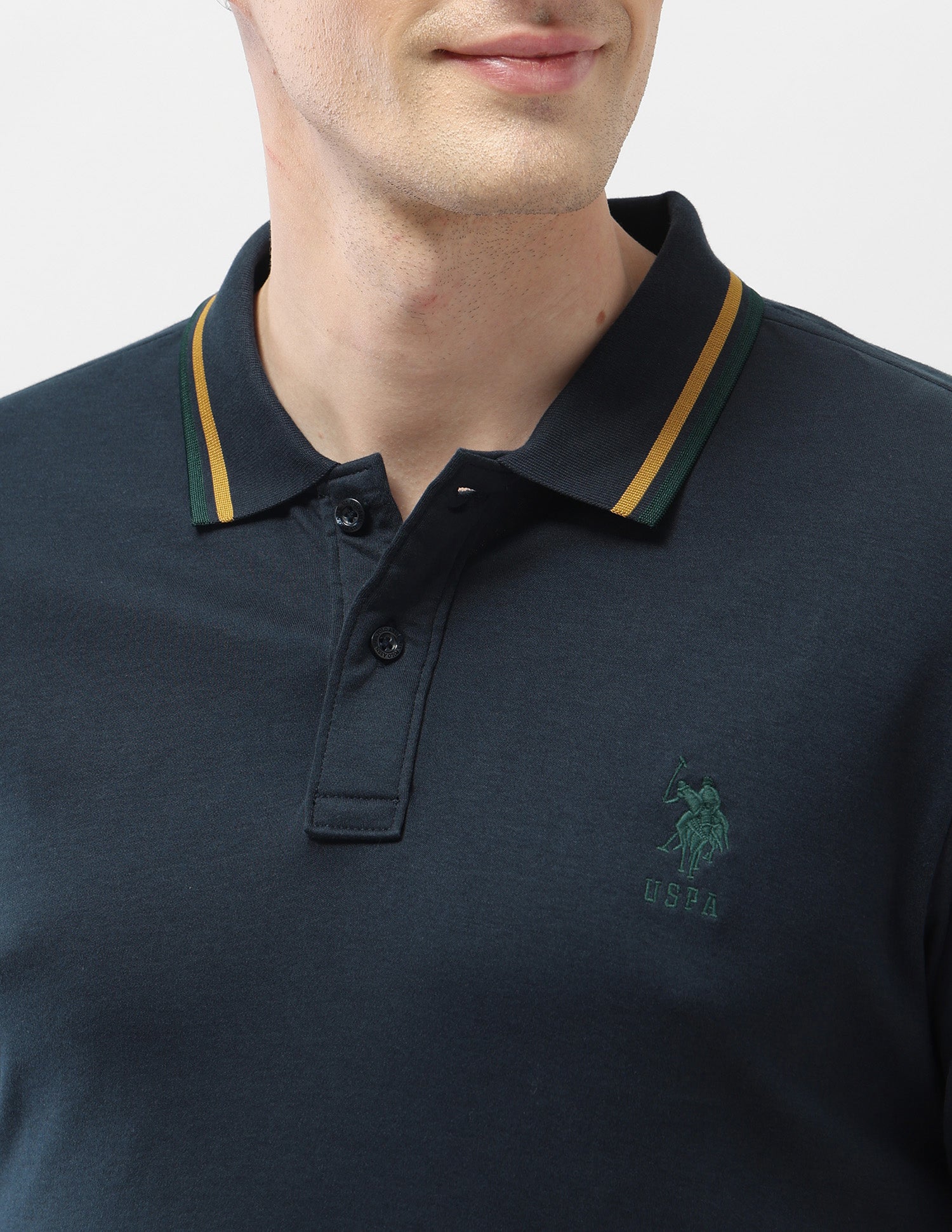 Solid Slim Fit Polo Shirt Navy - U.S. Polo Assn. India | Large