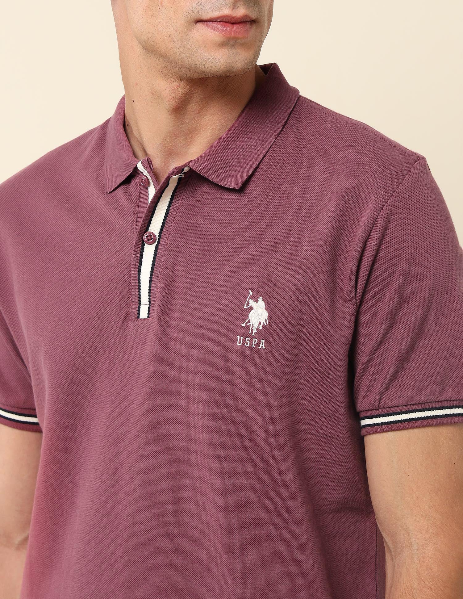 Pure Cotton Slim Fit Polo Shirt Purple - U.S. Polo Assn. India | Large