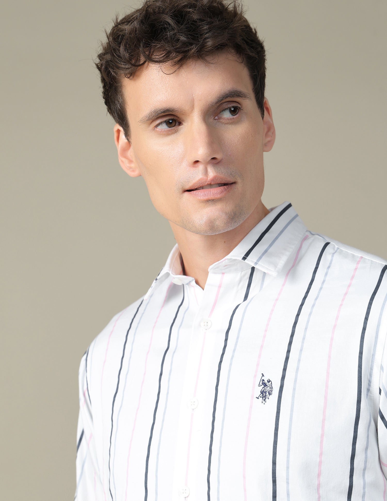Vertical Striped Satin Shirt Light Blue - U.S. Polo Assn. India | Large