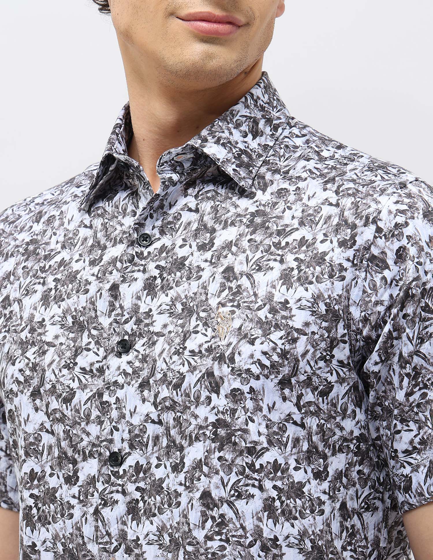 Floral Printed Tailored Fit Shirt Brown - U.S. POLO ASSN. | Large