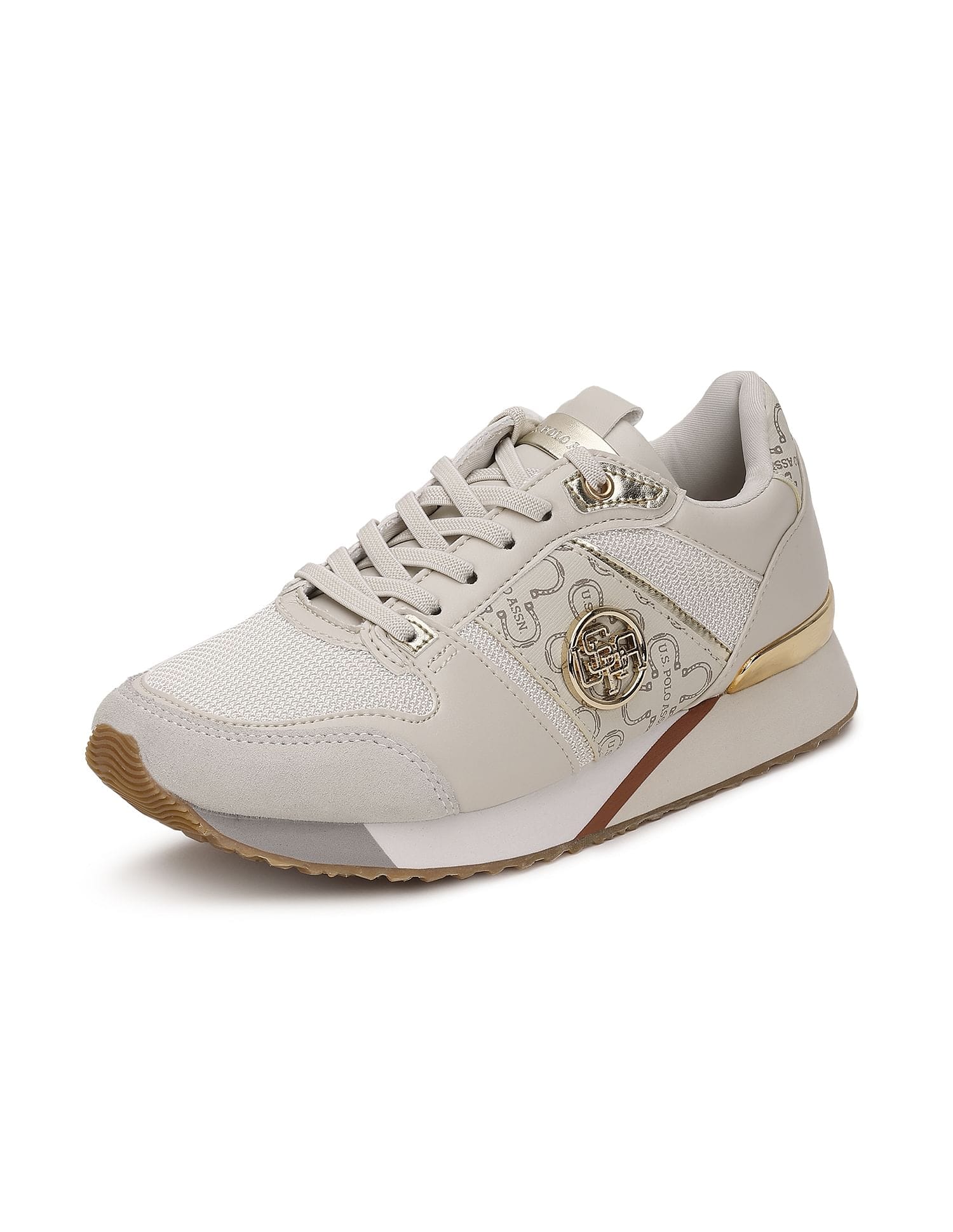 Stella Nude Monogram Print Sneakers Shoes Beige - U.S. Polo Assn. India | Large