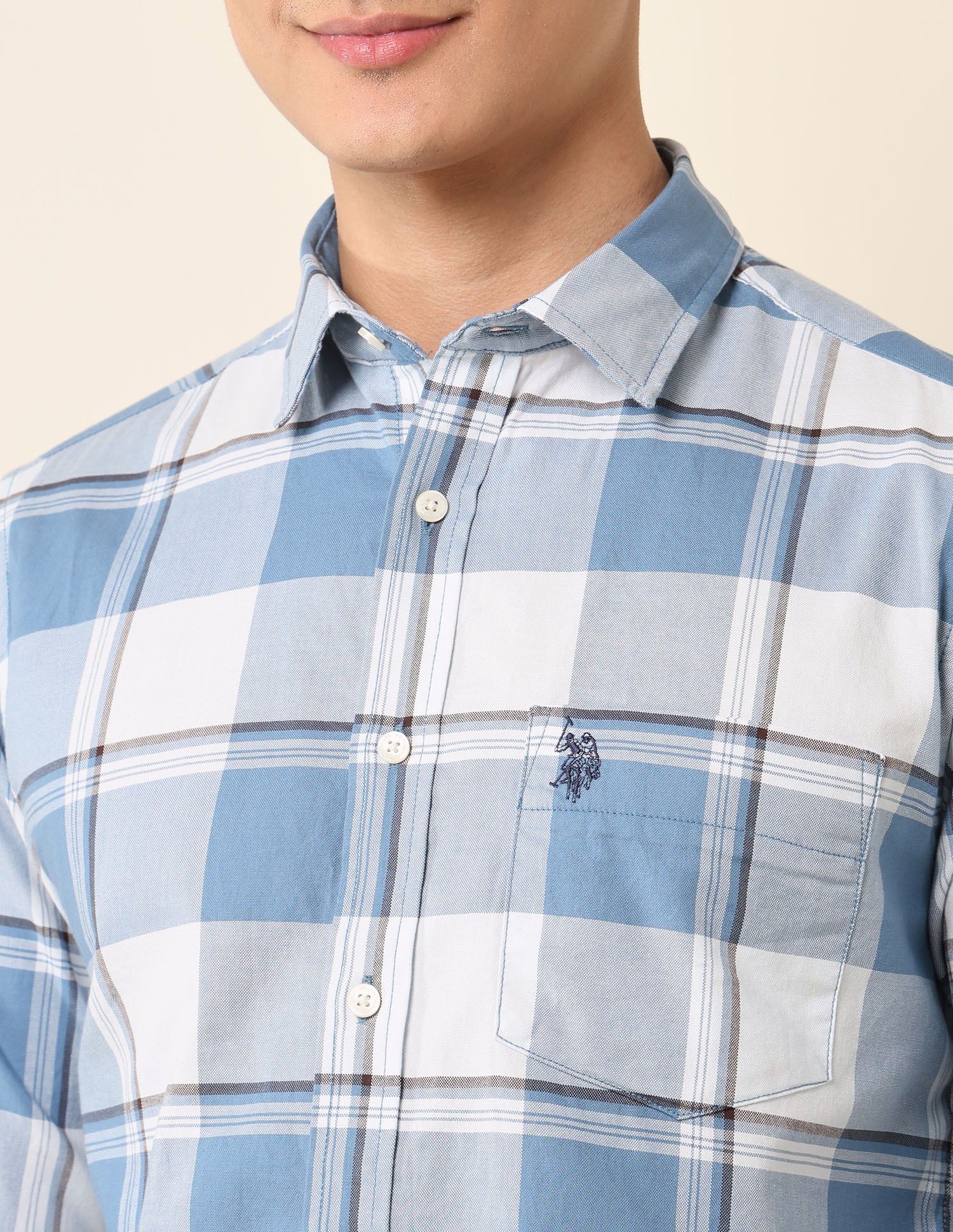 Buffalo Checked Pure Cotton Shirt Blue - U.S. POLO ASSN. | Large