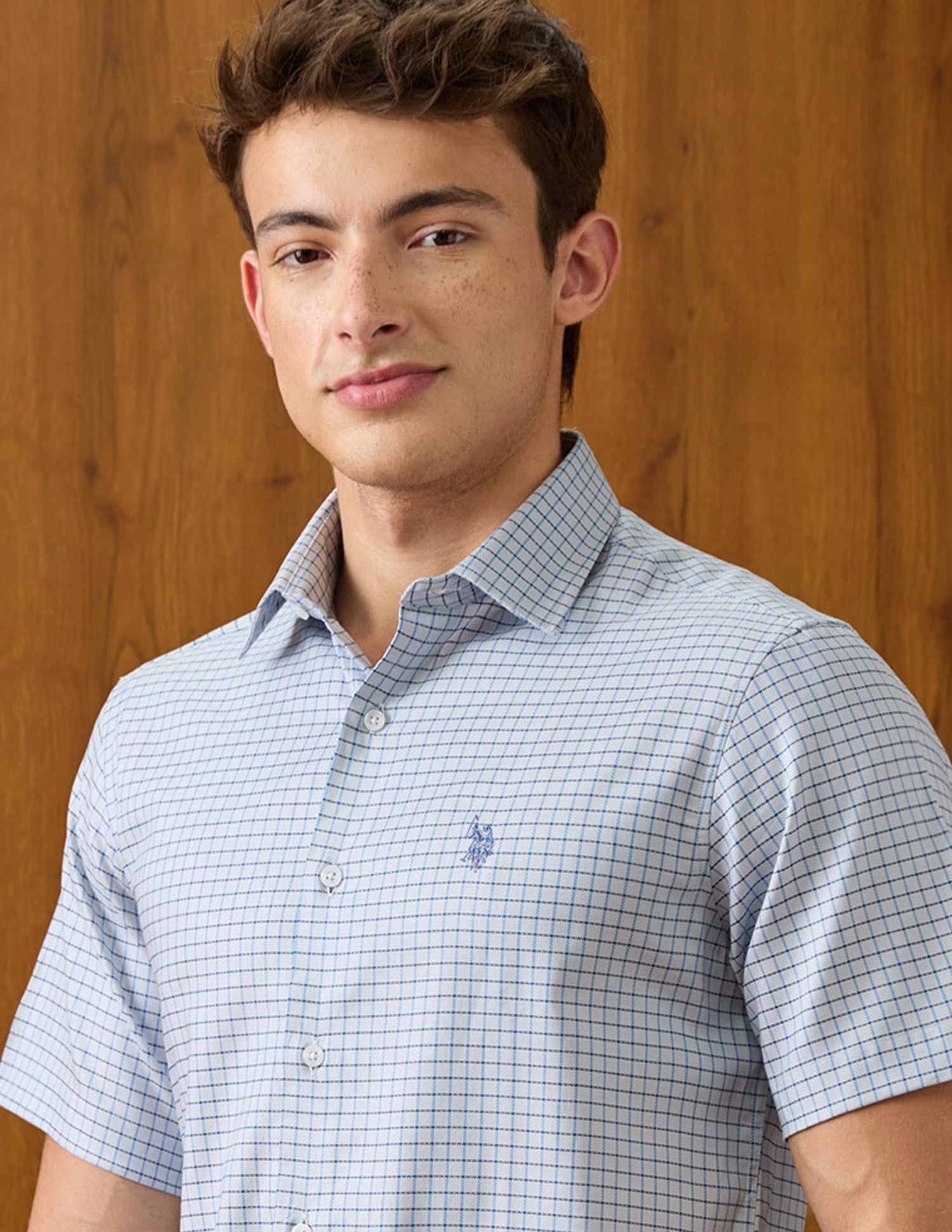Graph Checked Twill Shirt Blue - U.S. Polo Assn. India | Large