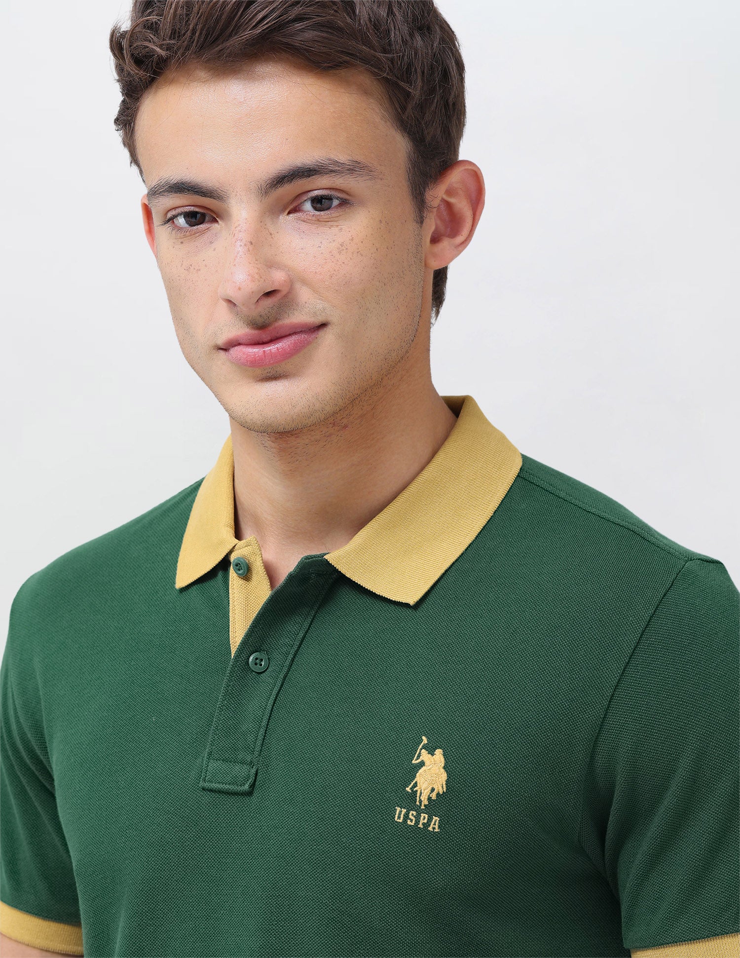 Solid Regular Fit Polo Shirt Dark Green - U.S. Polo Assn. India | Large