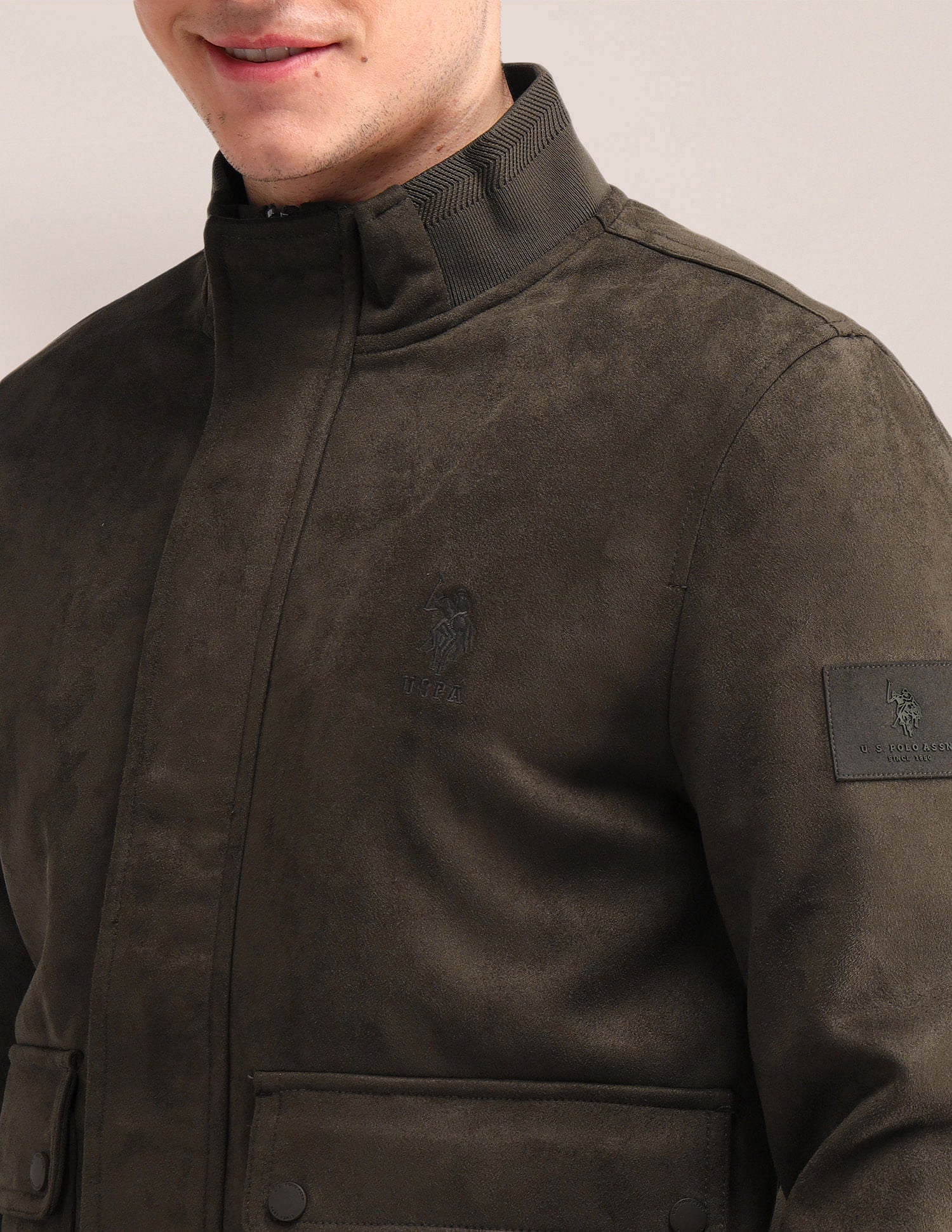 Regular Fit Solid Casual Jacket Olive - U.S. POLO ASSN. | Large