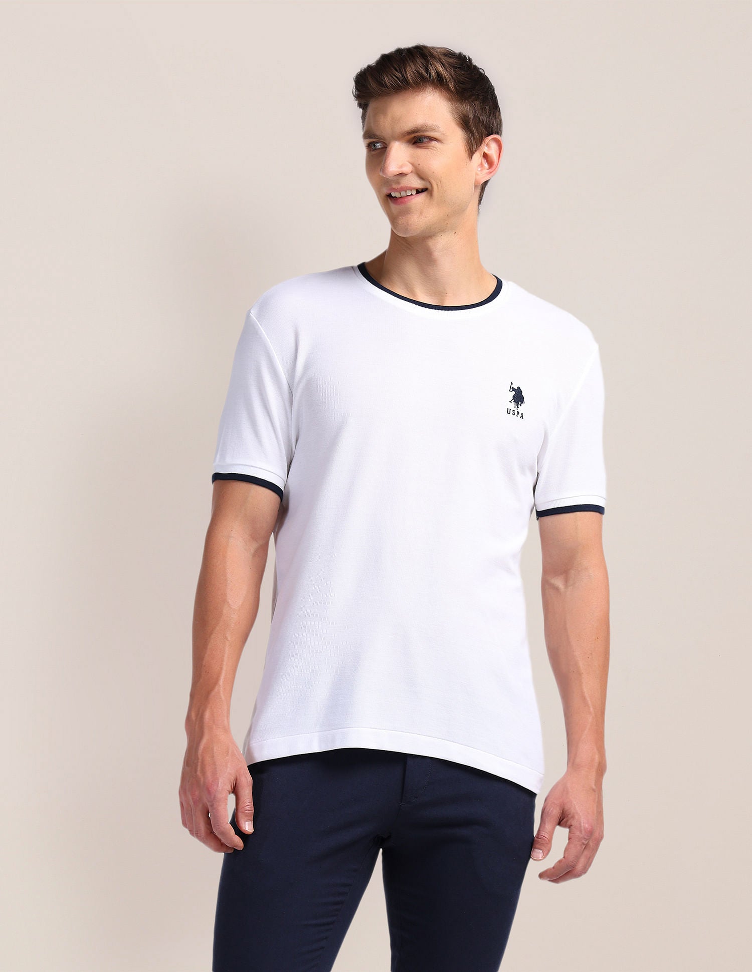 Solid Pure Cotton T-Shirt White - U.S. Polo Assn. India | Large