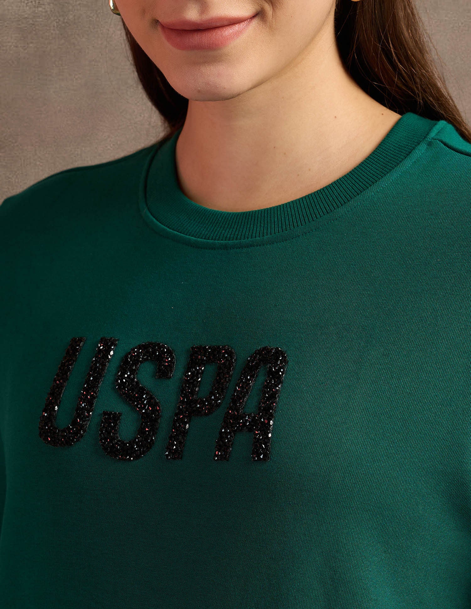 Drop Shoulder Tipped Sweatshirt Dark Green - U.S. POLO ASSN. | Large