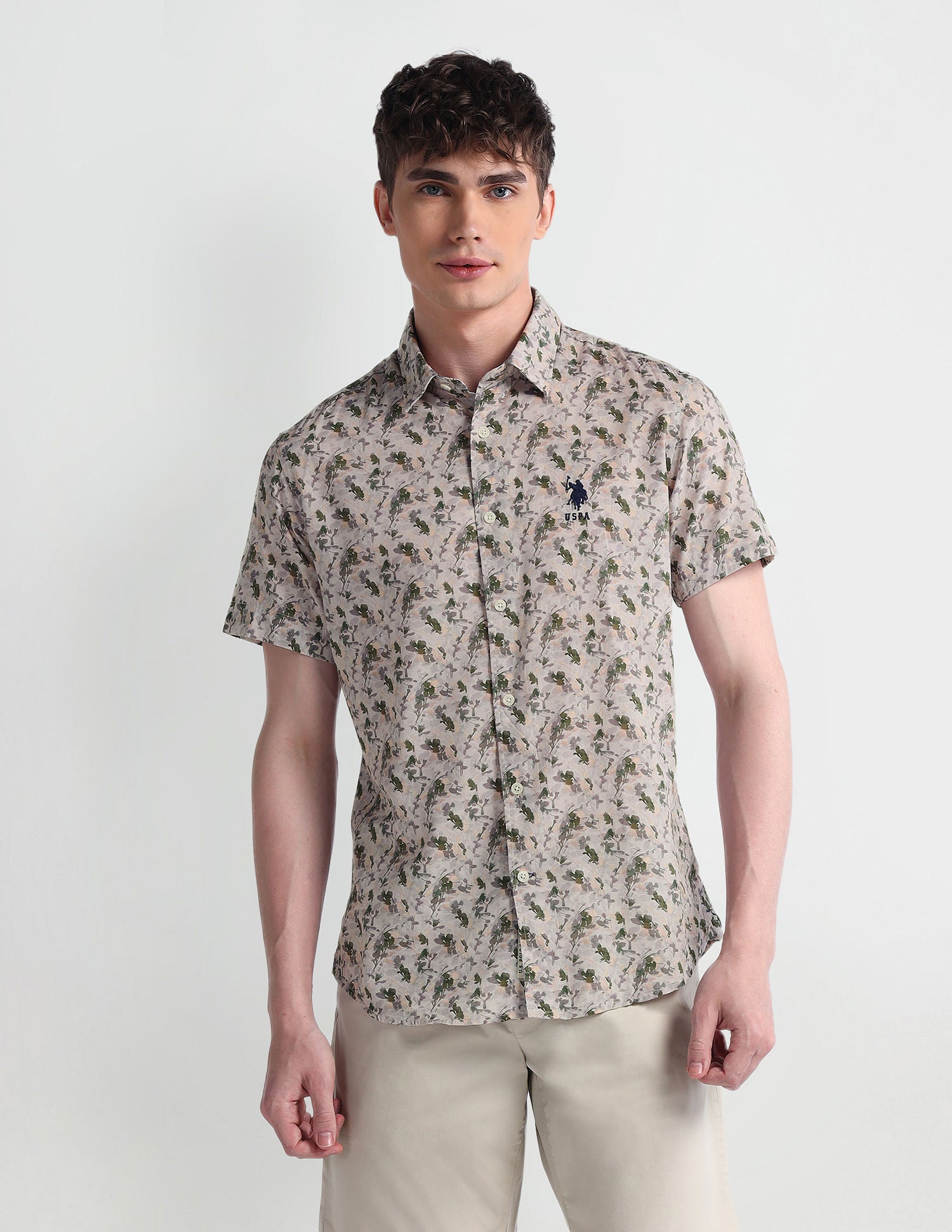 Floral Print Shirt Beige - U.S. POLO ASSN. | Large