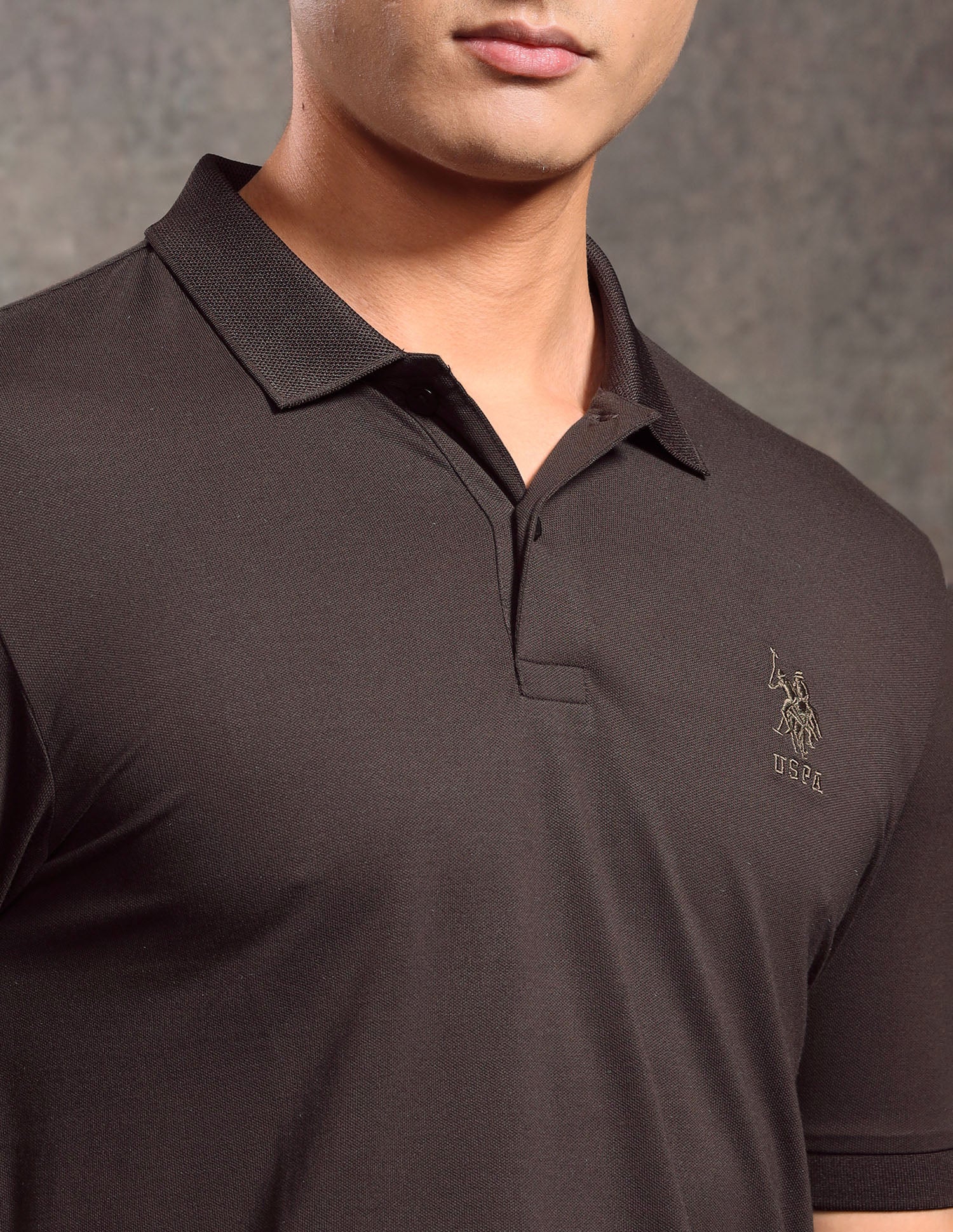 Solid Regular Fit Polo Shirt Dark Brown - U.S. POLO ASSN. | Large