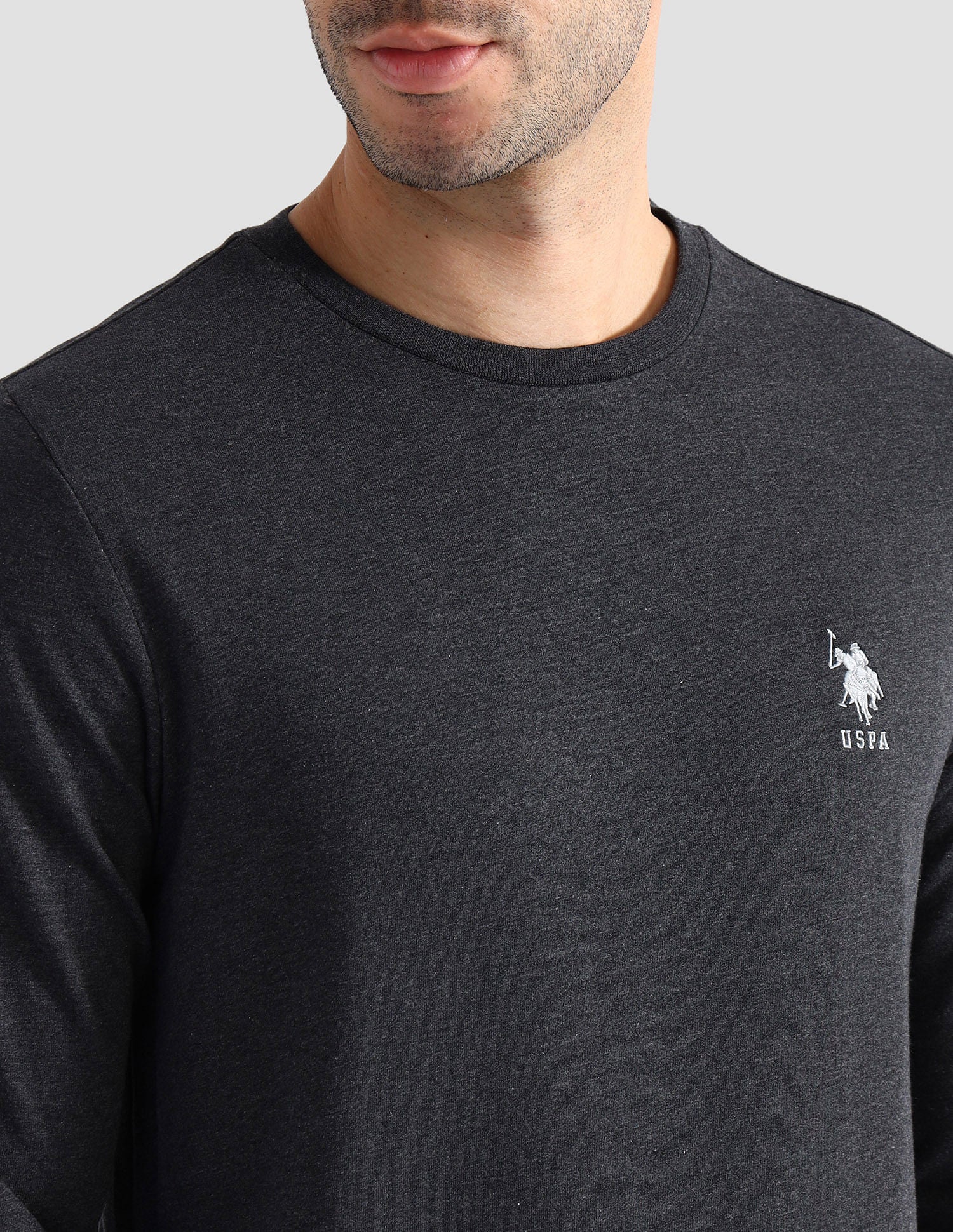 Round Neck Pure Cotton Lounge T-Shirt Charcoal Mel - U.S. POLO ASSN. | Large