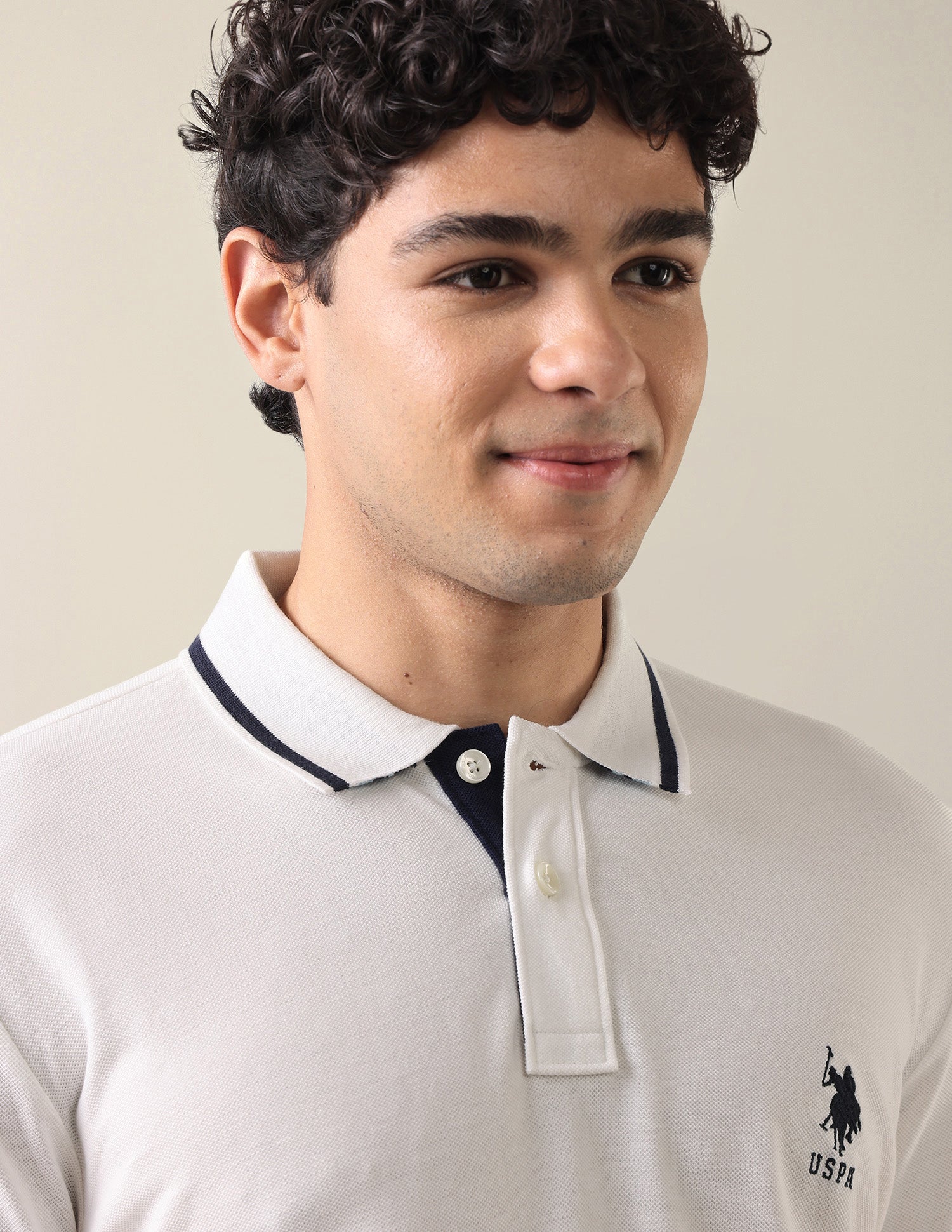 Solid Slim Fit Polo Shirt Ivory - U.S. Polo Assn. India | Large