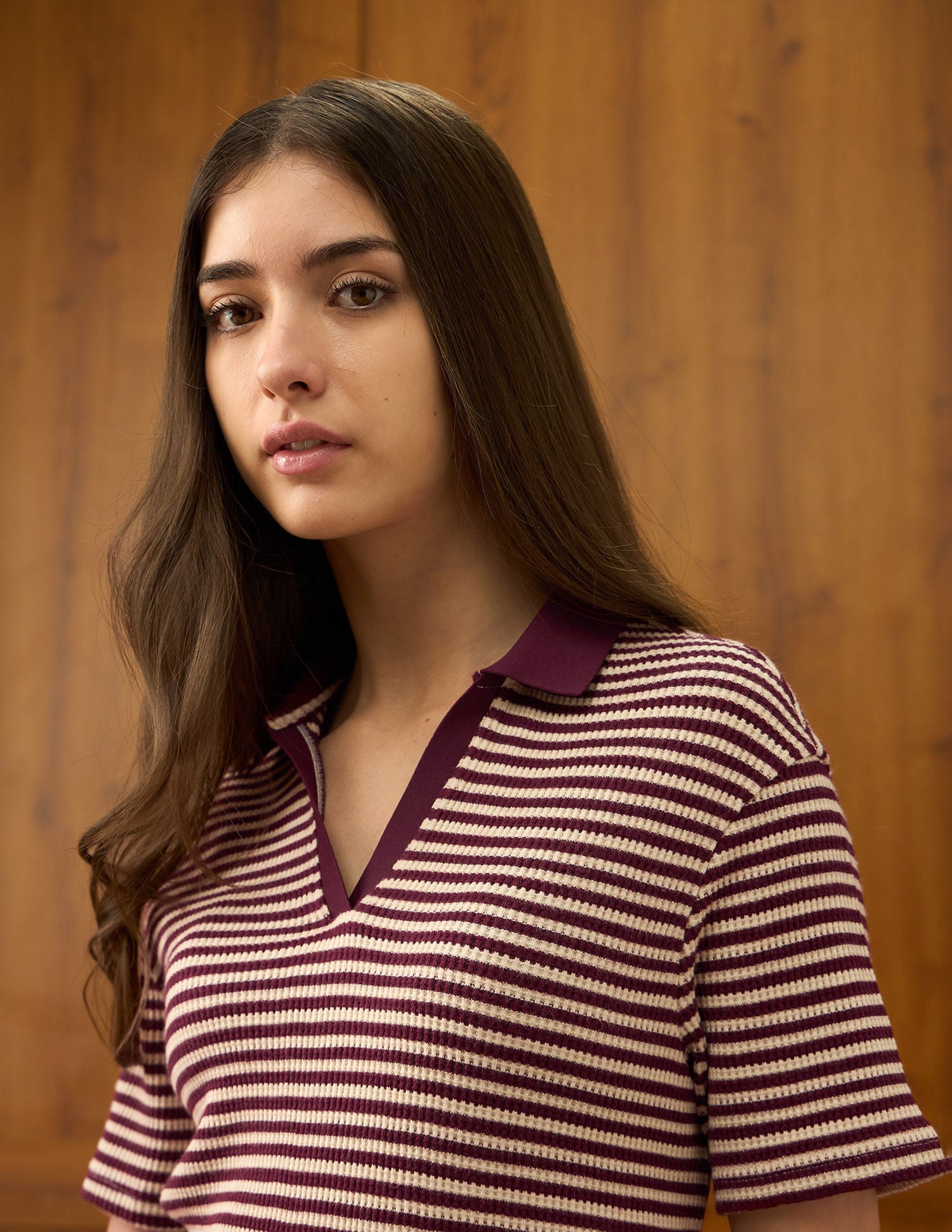 Relaxed Fit Striped Top Wine - U.S. POLO ASSN. | Large