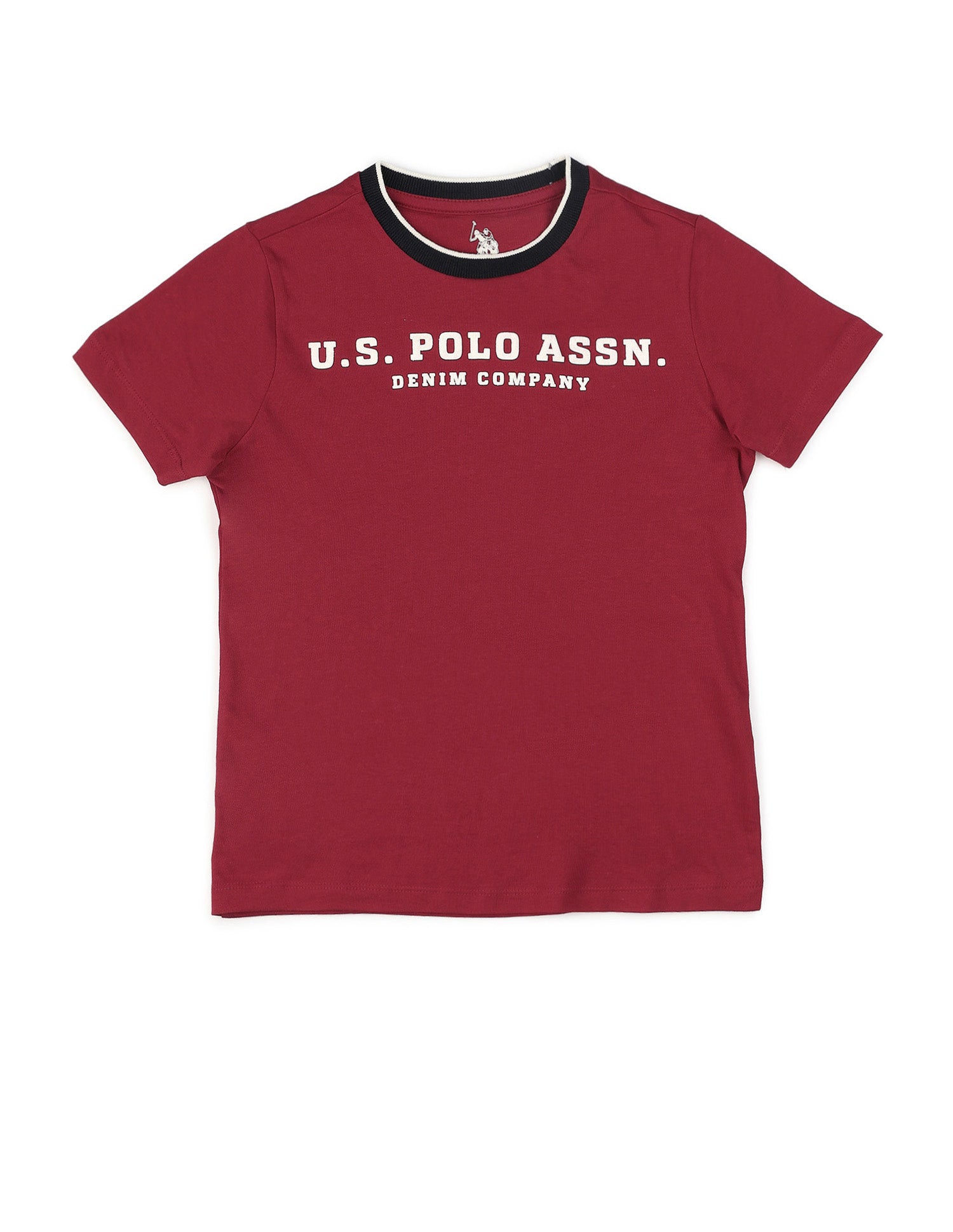 Boys Brand Embossed Pure Cotton T-Shirt Burgundy - U.S. POLO ASSN. | Large