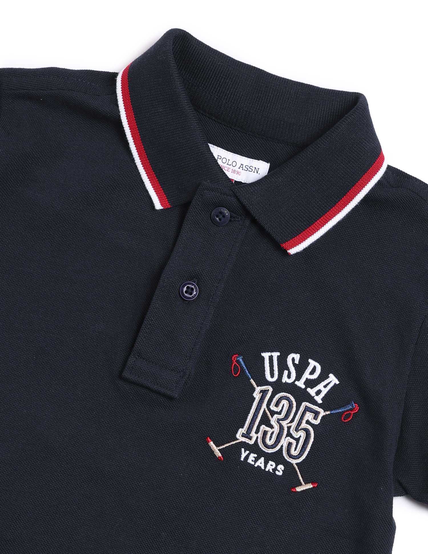 Boys Brand Printed Regular Fit Polo Shirt Navy - U.S. POLO ASSN. | Large