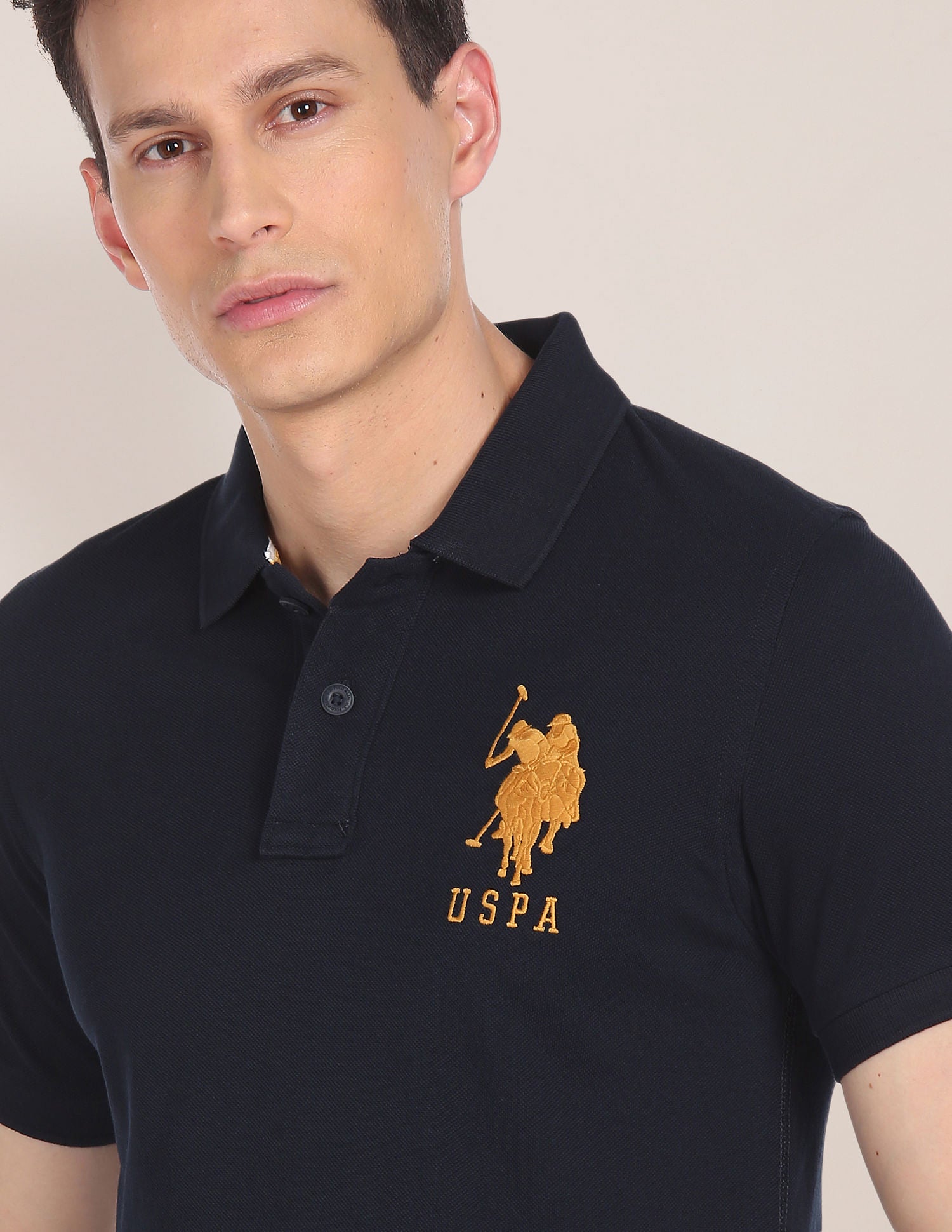 Compact Cotton Logo Polo Shirt Navy - U.S. POLO ASSN. | Large