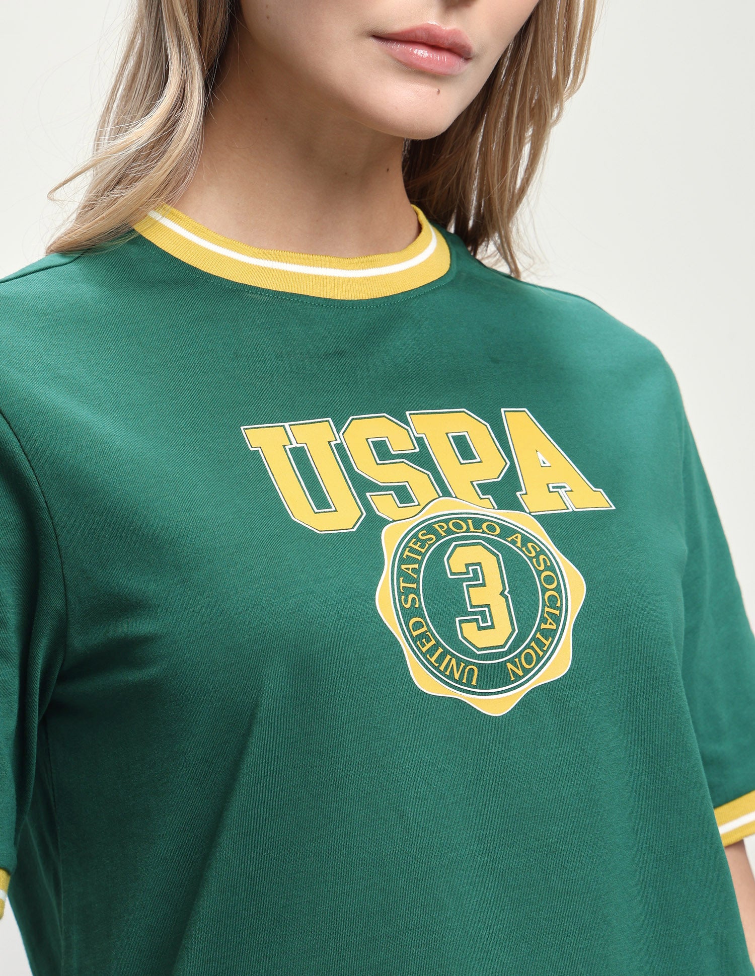 Brand Printed Boxy Fit T-Shirt Dark Green - U.S. Polo Assn. India | Large