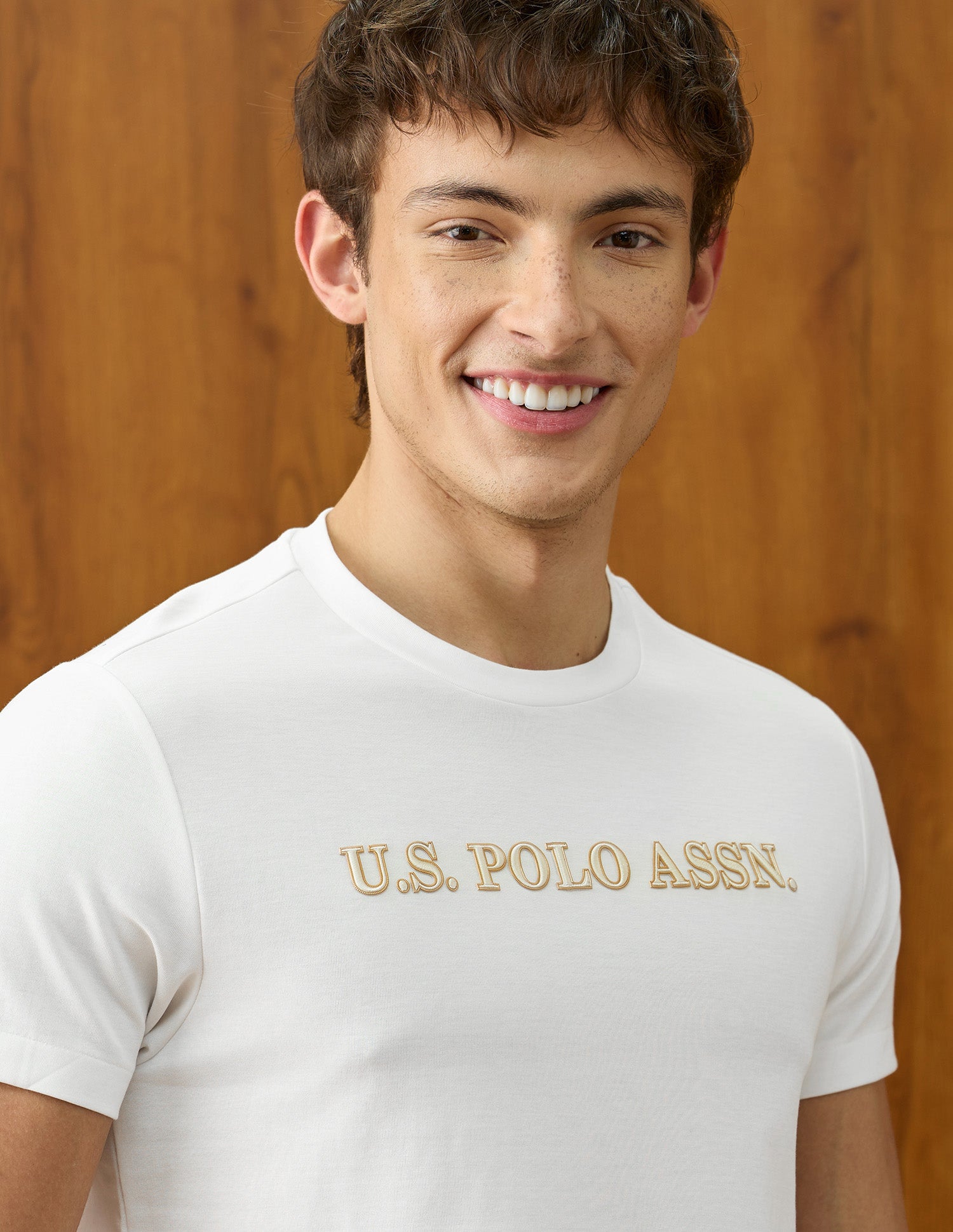 Solid Slim Fit T-Shirt Off White - U.S. Polo Assn. India | Large