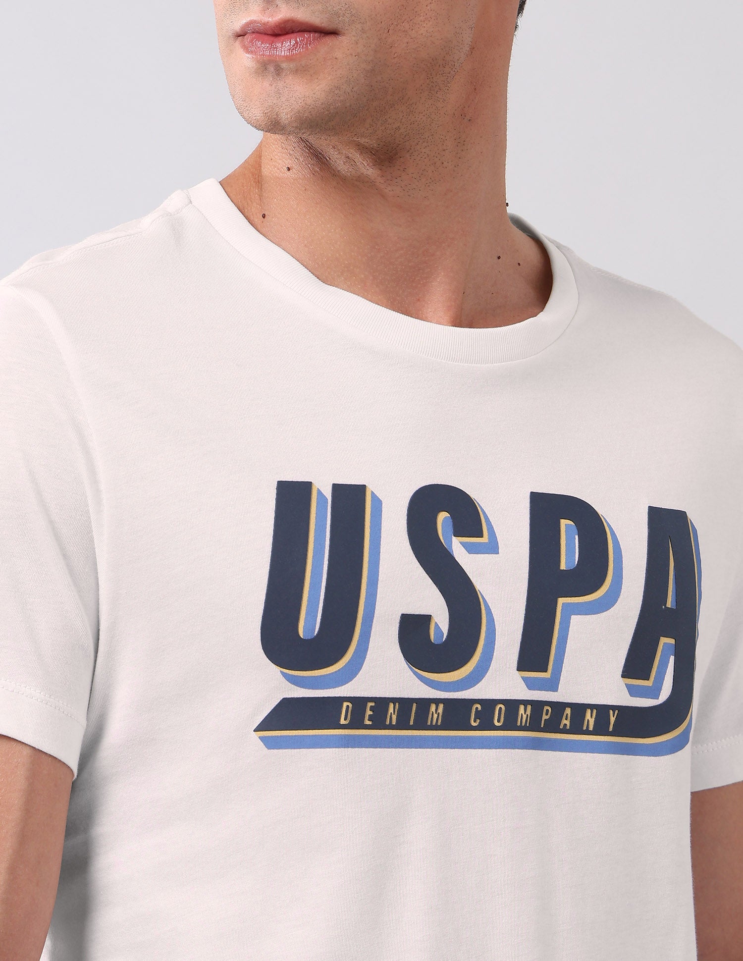 Muscle Fit Brand Printed T-Shirt Ivory - U.S. Polo Assn. India | Large