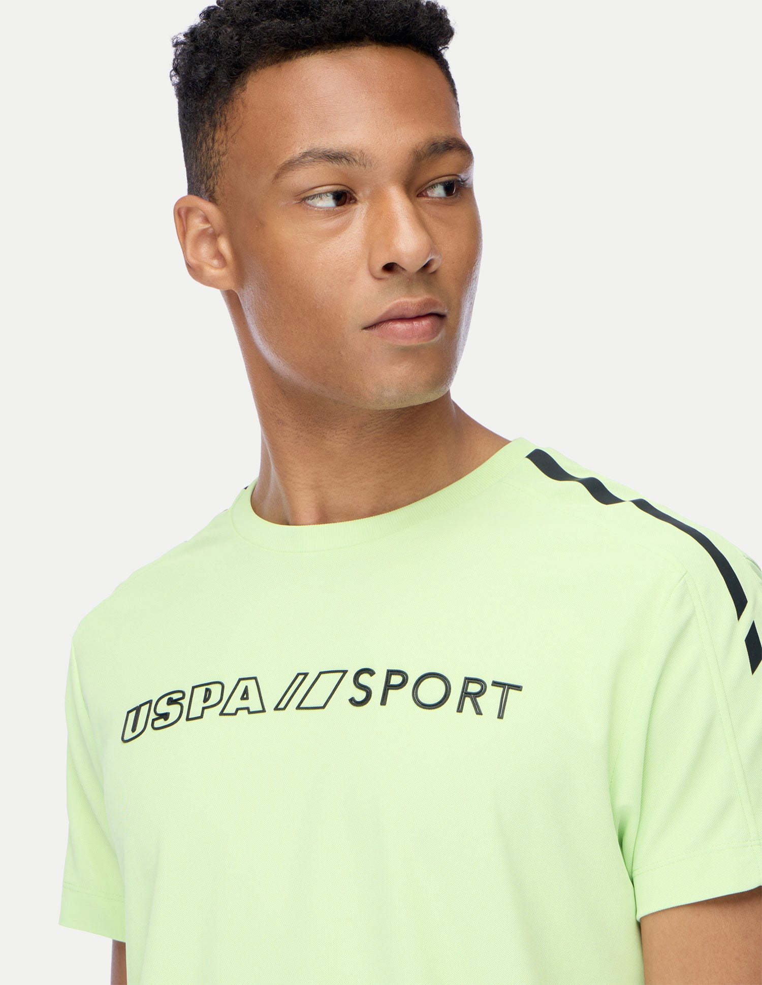 Brand Embossed Regular Fit Active T-Shirt Lime-Green - U.S. Polo Assn. India | Large