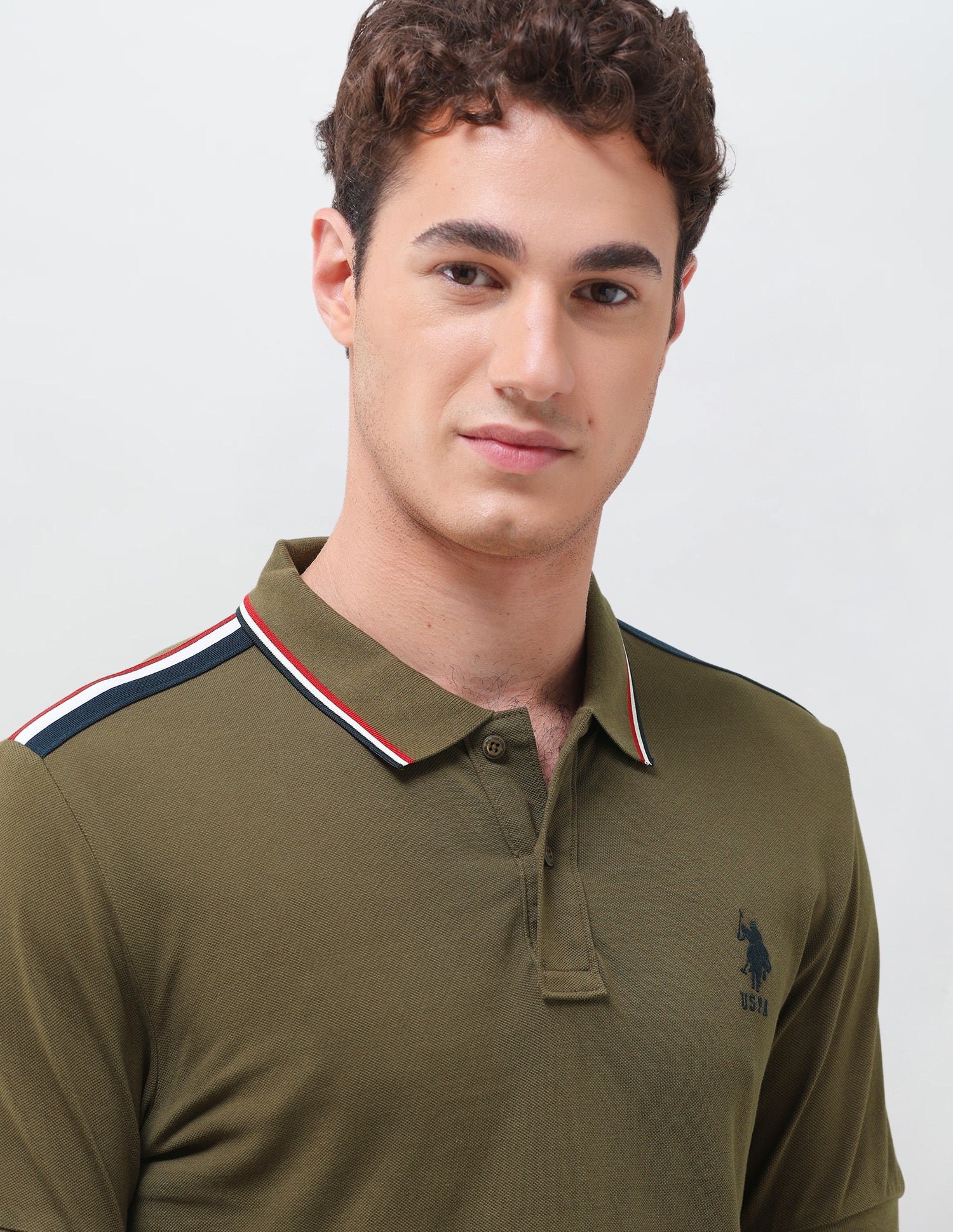 Solid Regular Fit Polo Shirt Dark Olive - U.S. Polo Assn. India | Large