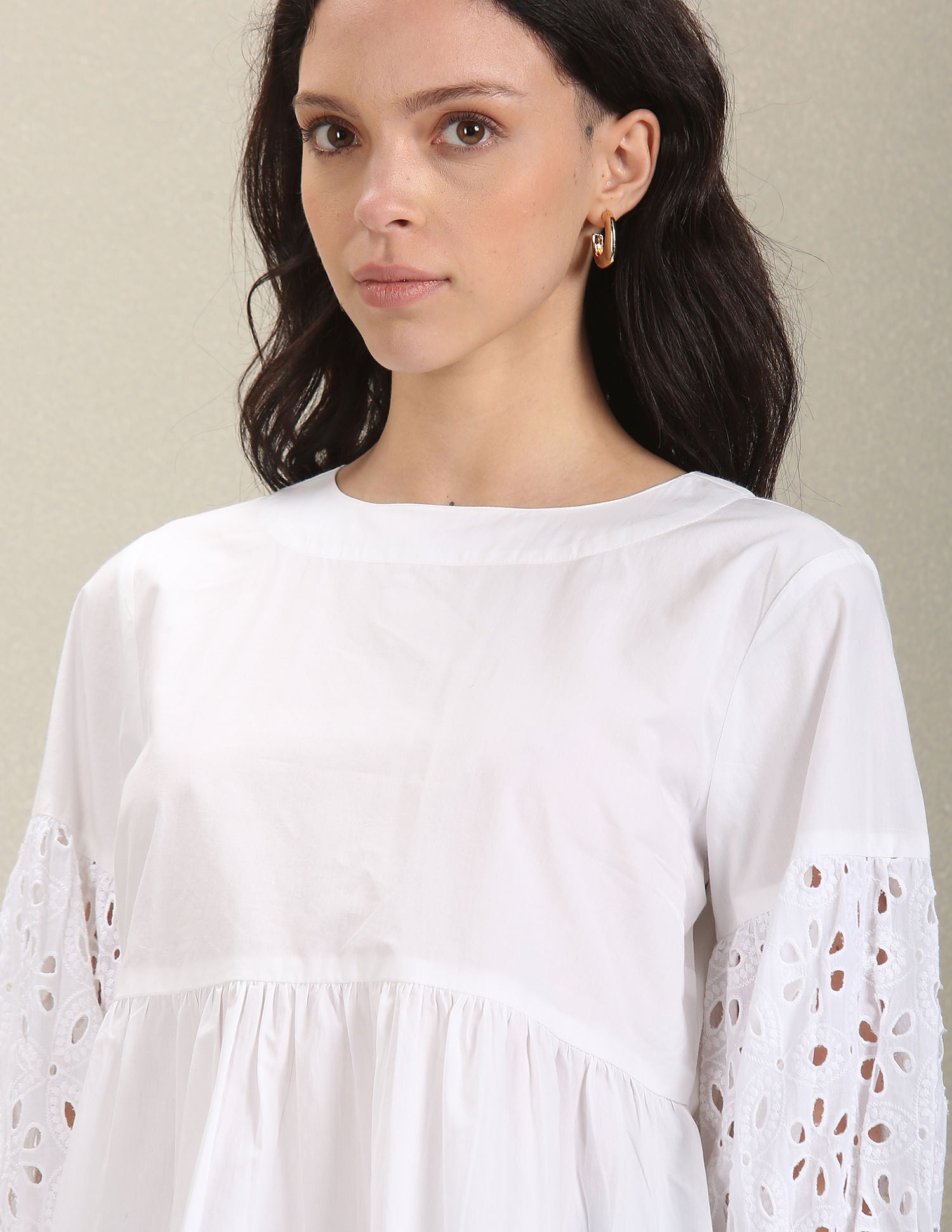 Three Quarter Sleeve Peplum Top White - U.S. Polo Assn. India | Large
