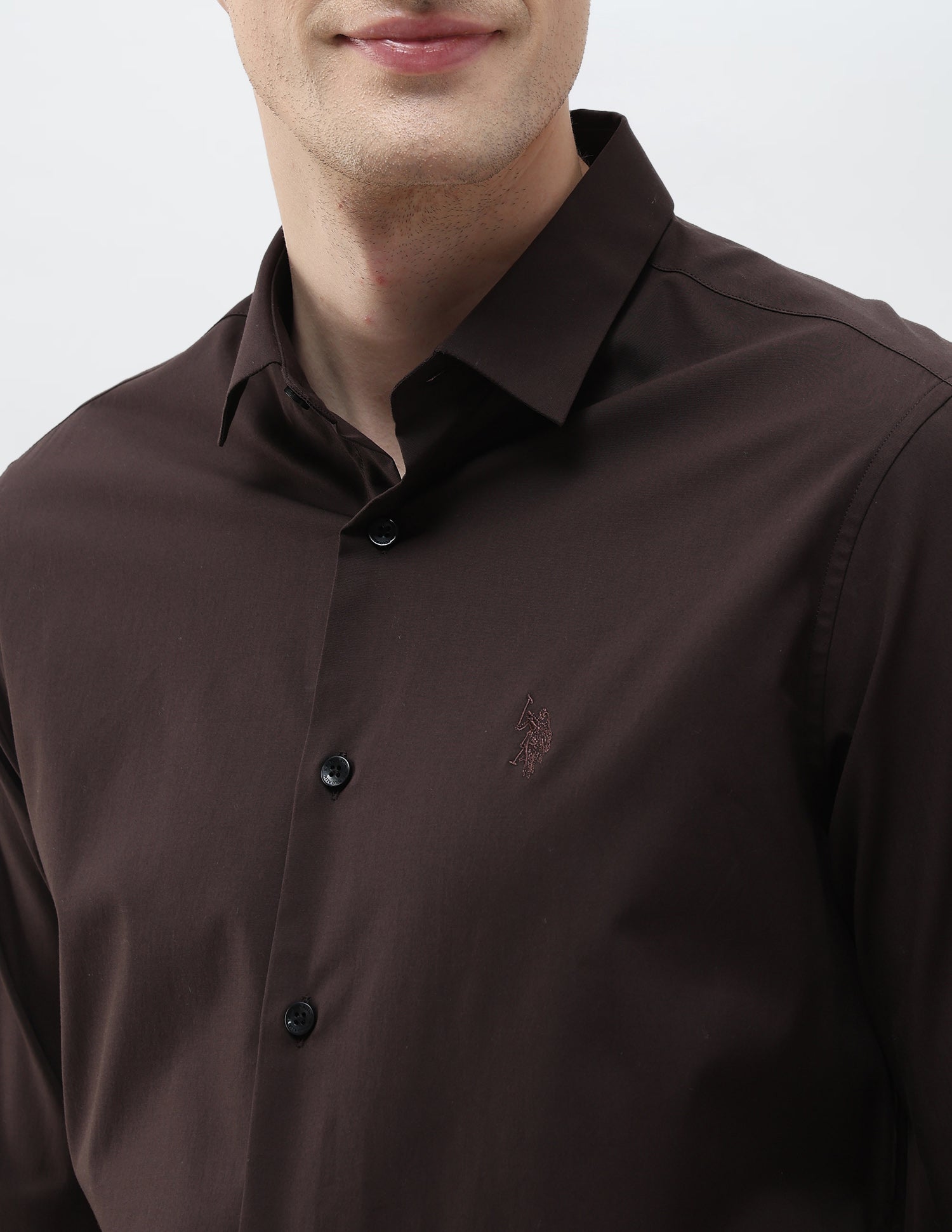 Solid Tailored Fit Shirt Choco - U.S. Polo Assn. India | Large