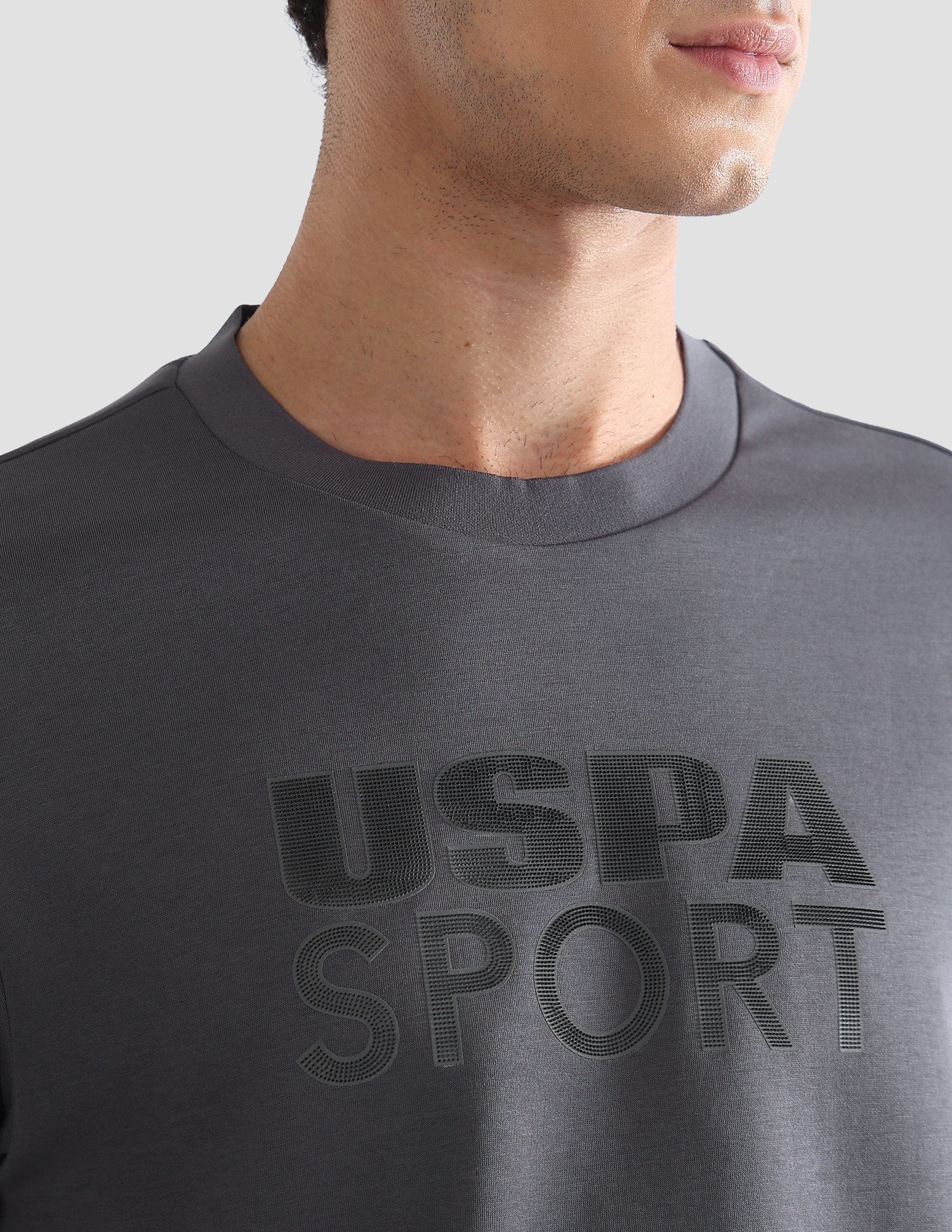 Solid Slim Fit Active T-Shirt Dark Grey - U.S. Polo Assn. India | Large