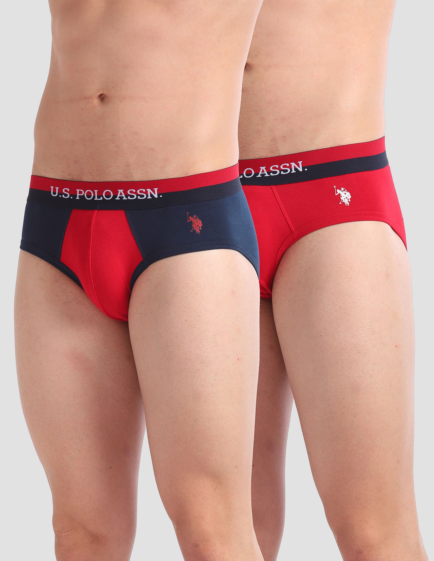 Elasticized Waist EB02 Briefs - Pack Of 2 Red and Navy - U.S. POLO ASSN. | Large