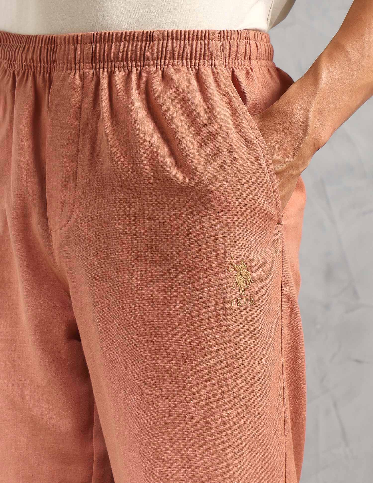 Relaxed Fit Cotton Linen OELP8 Lounge Pants - Pack Of 1 Caramel Cafe - U.S. POLO ASSN. | Large