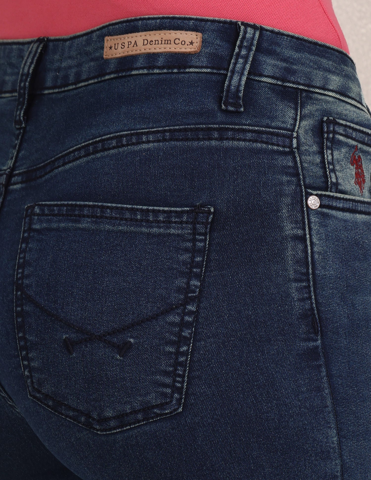 High Rise Stone Wash Jeans Blue - U.S. POLO ASSN. | Large