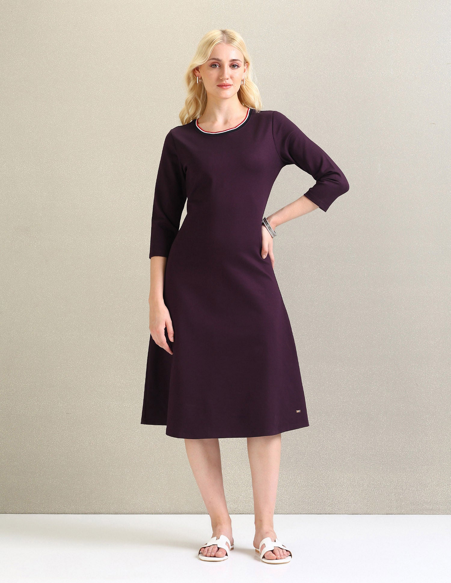 Ponte Roma Knit A-Line Dress Wine - U.S. POLO ASSN. | Large