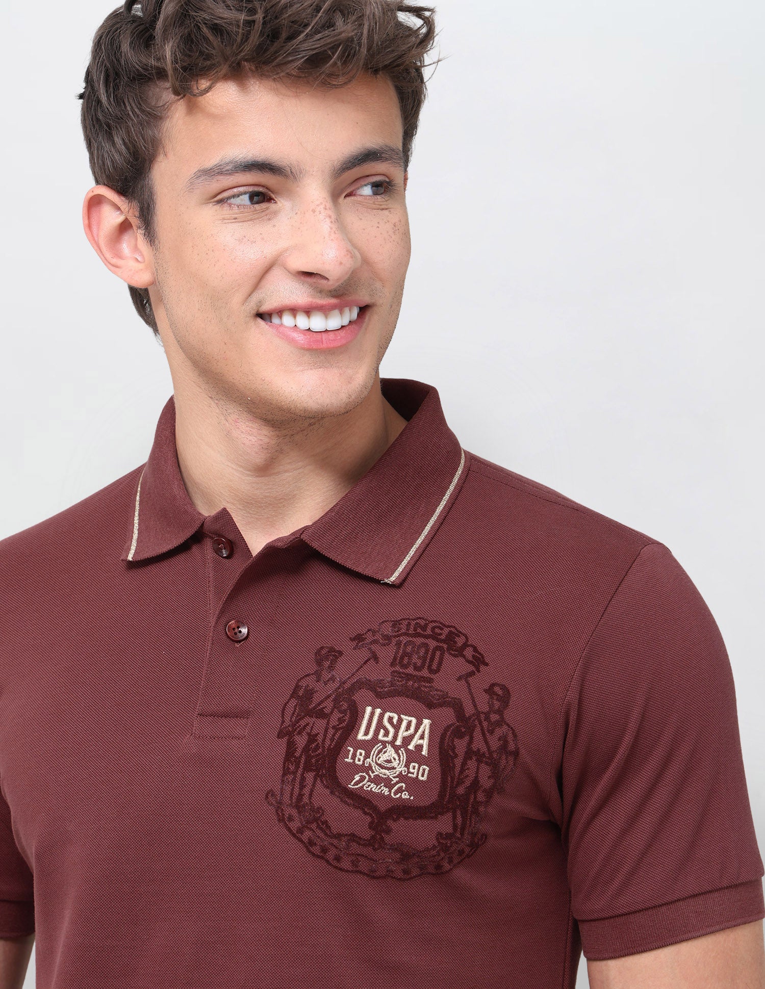 Solid Slim Fit Polo Shirt Maroon - U.S. Polo Assn. India | Large