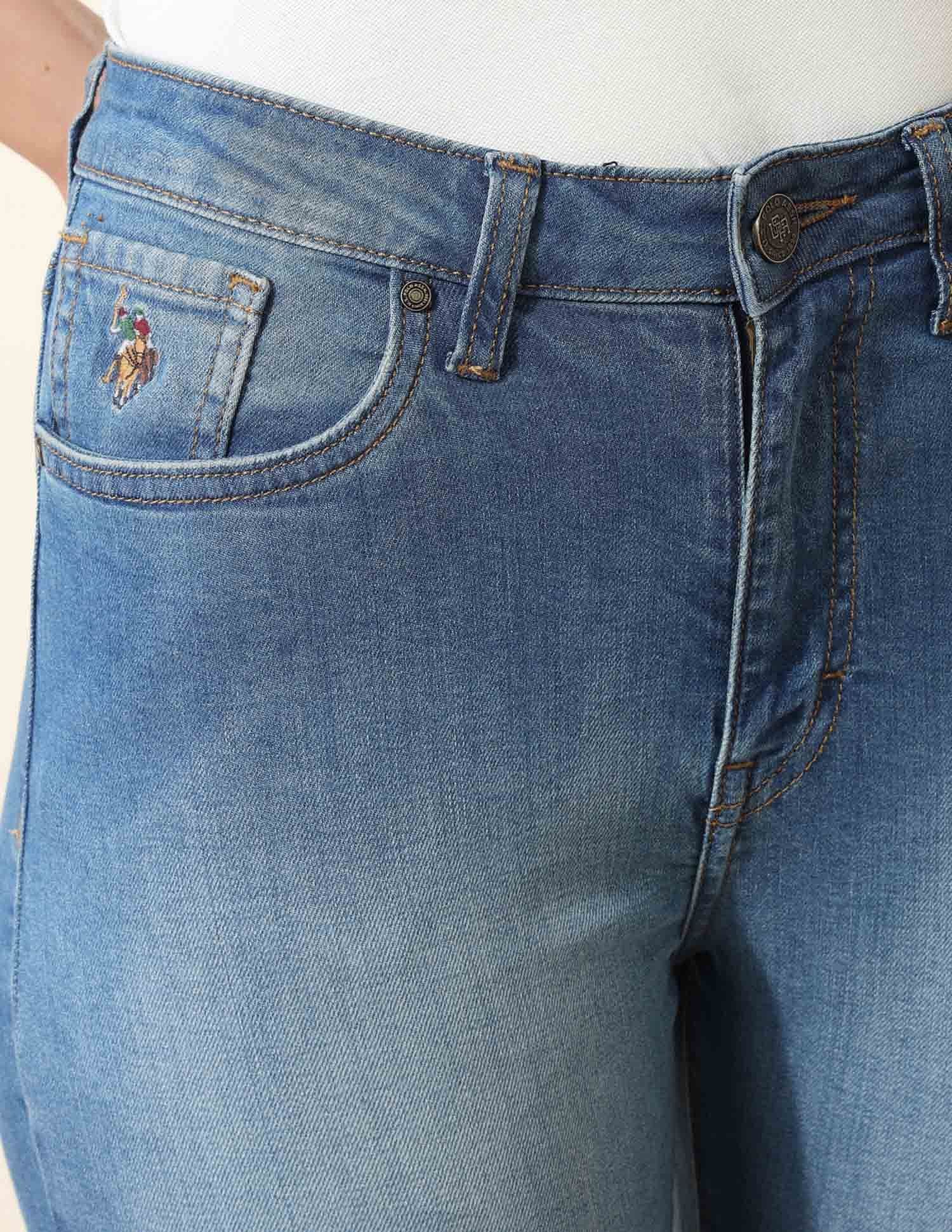 High Rise Straight Fit Cloud Soft Jeans Blue - U.S. Polo Assn. India | Large