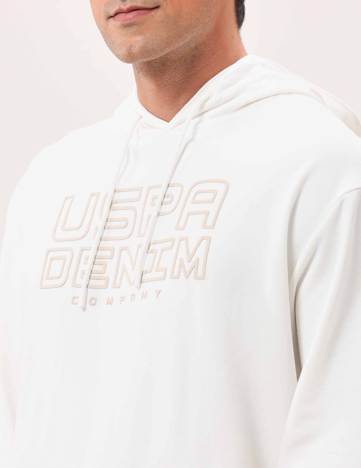 Brand Printed Oversized Fit Sweatshirt Ivory - U.S. Polo Assn. India | Large