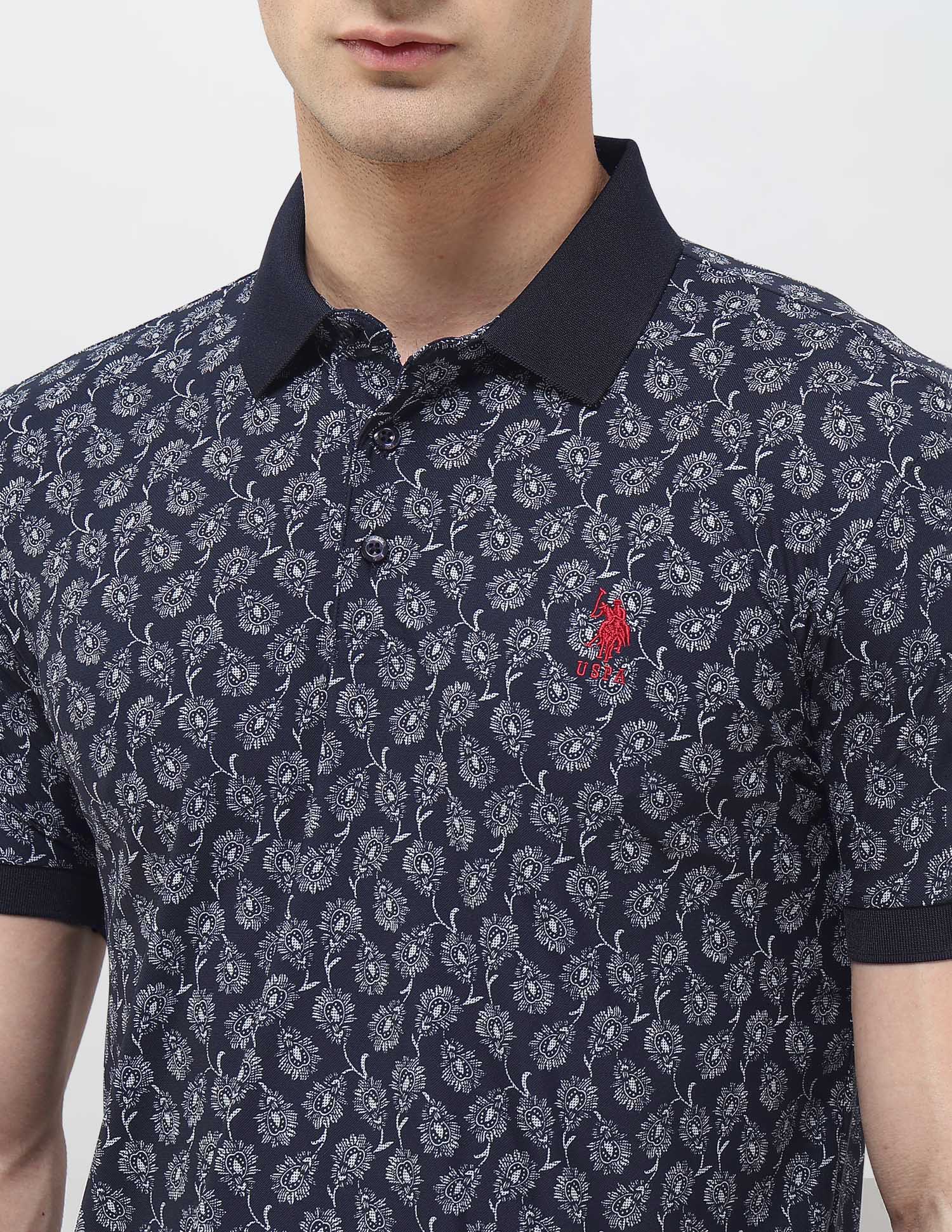 All-Over Printed Slim Fit Polo Shirt Navy - U.S. POLO ASSN. | Large
