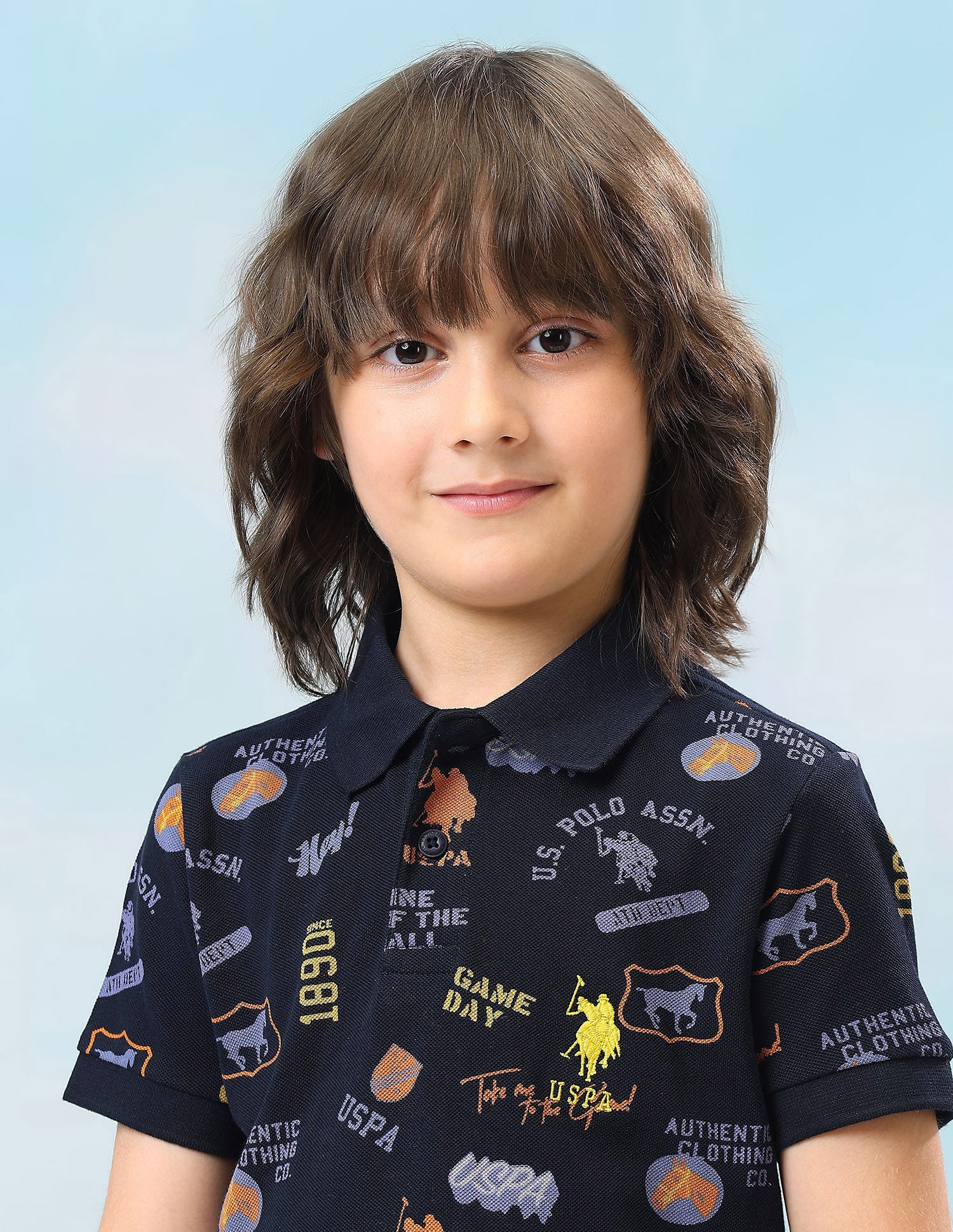 Graphic Brand Printed Regular Fit Polo Shirt Navy - U.S. Polo Assn. India | Large