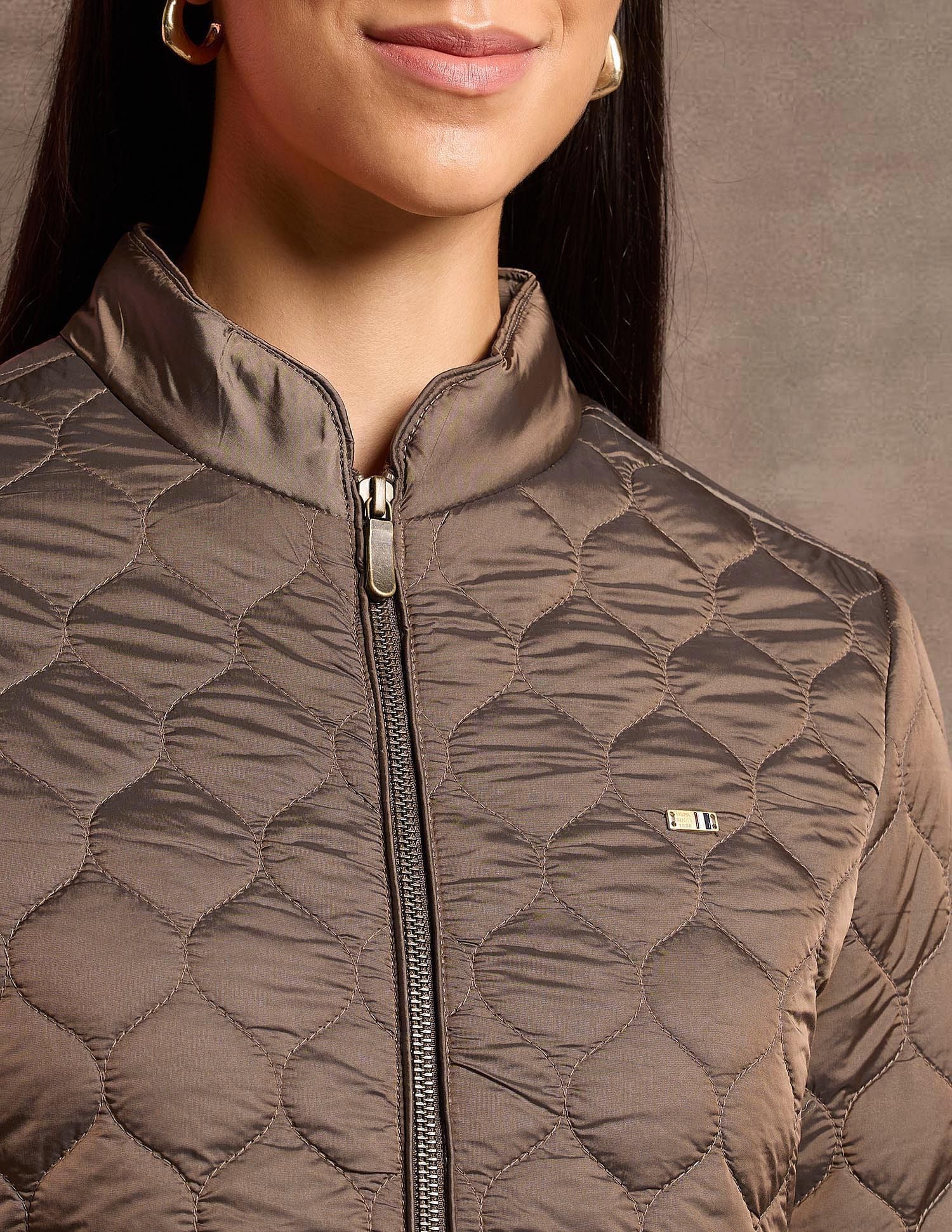 Hooded Solid Quilted Jacket Copper - U.S. Polo Assn. India | Large