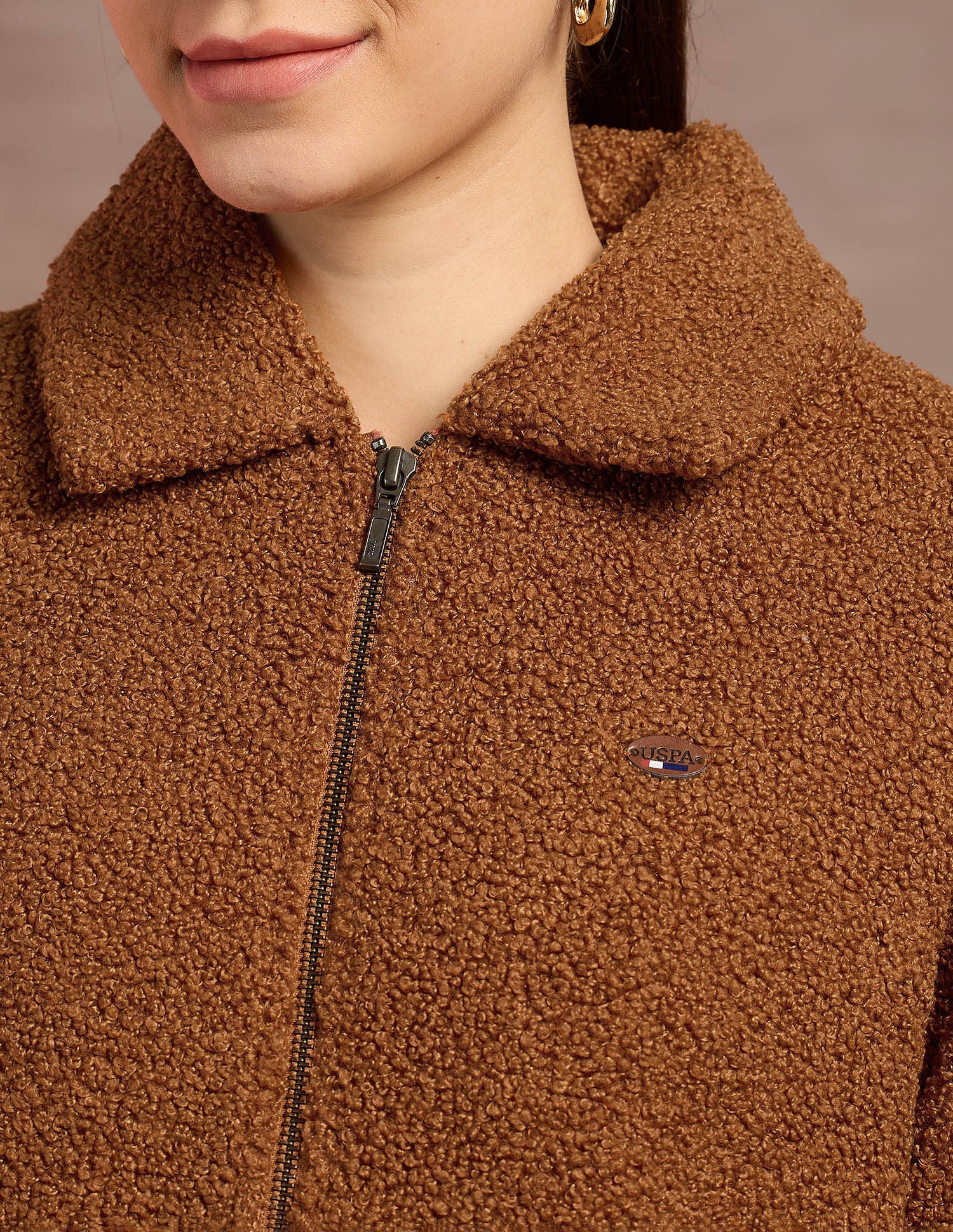 Teddy Fabric Regullar Jacket Rust - U.S. Polo Assn. India | Large