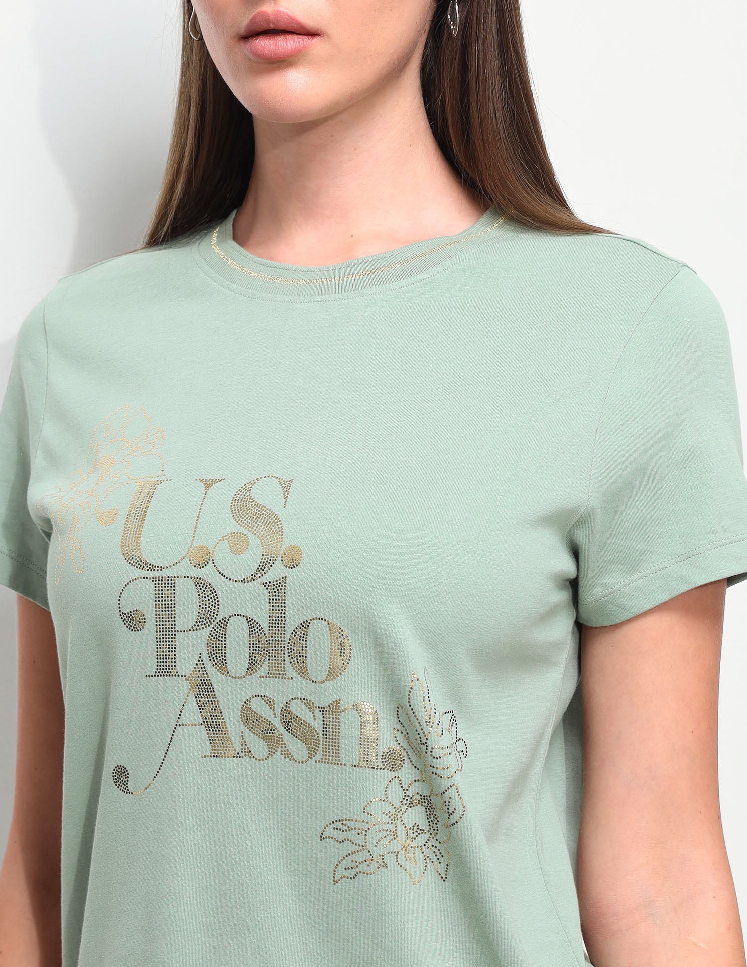 Graphic Foil Printed Regular Fit T-Shirt Green - U.S. Polo Assn. India | Large